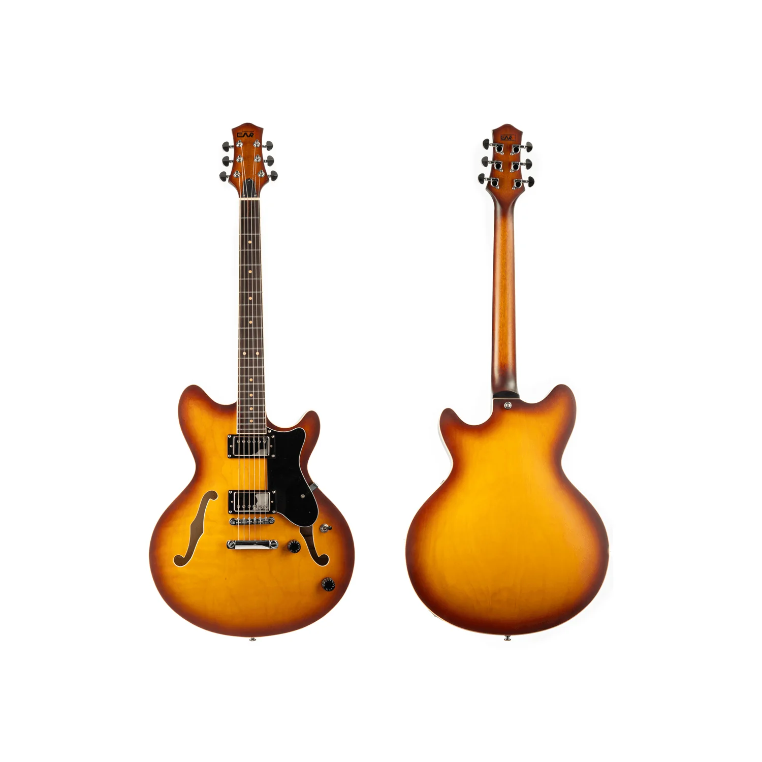 EART Guitars, E-325, Semi Hollow Full Electric Guitar, Satin Tobacco Burst - Image 8