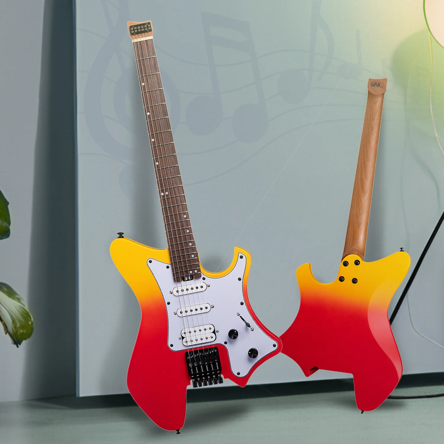 Eart Electric Guitars GW2P-SE, Youthful Energy, Roasted Mahogany, Lightweight Headless Guitar - Image 6