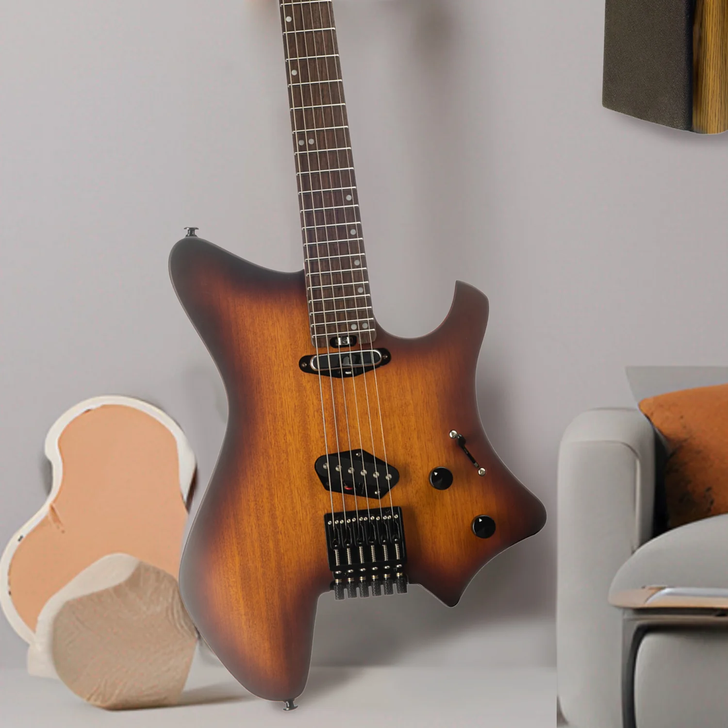 Eart Electric Guitars GW2T-SE, 6 String Headstockless Solid Headless Light Guitar - Image 7