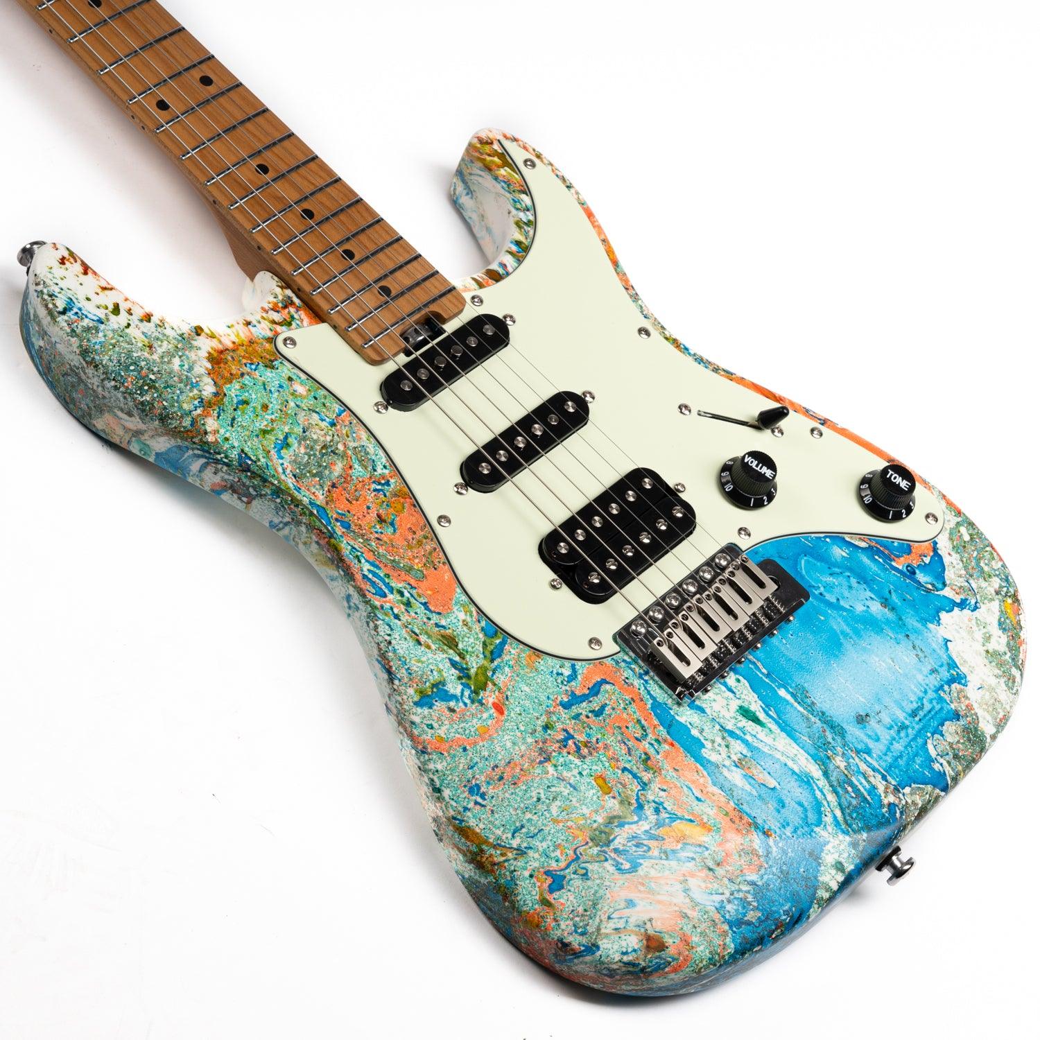 EART Guitars, M-2HLA, for Kids, Handmade Lacquer Art Electric Guitar - Image 6
