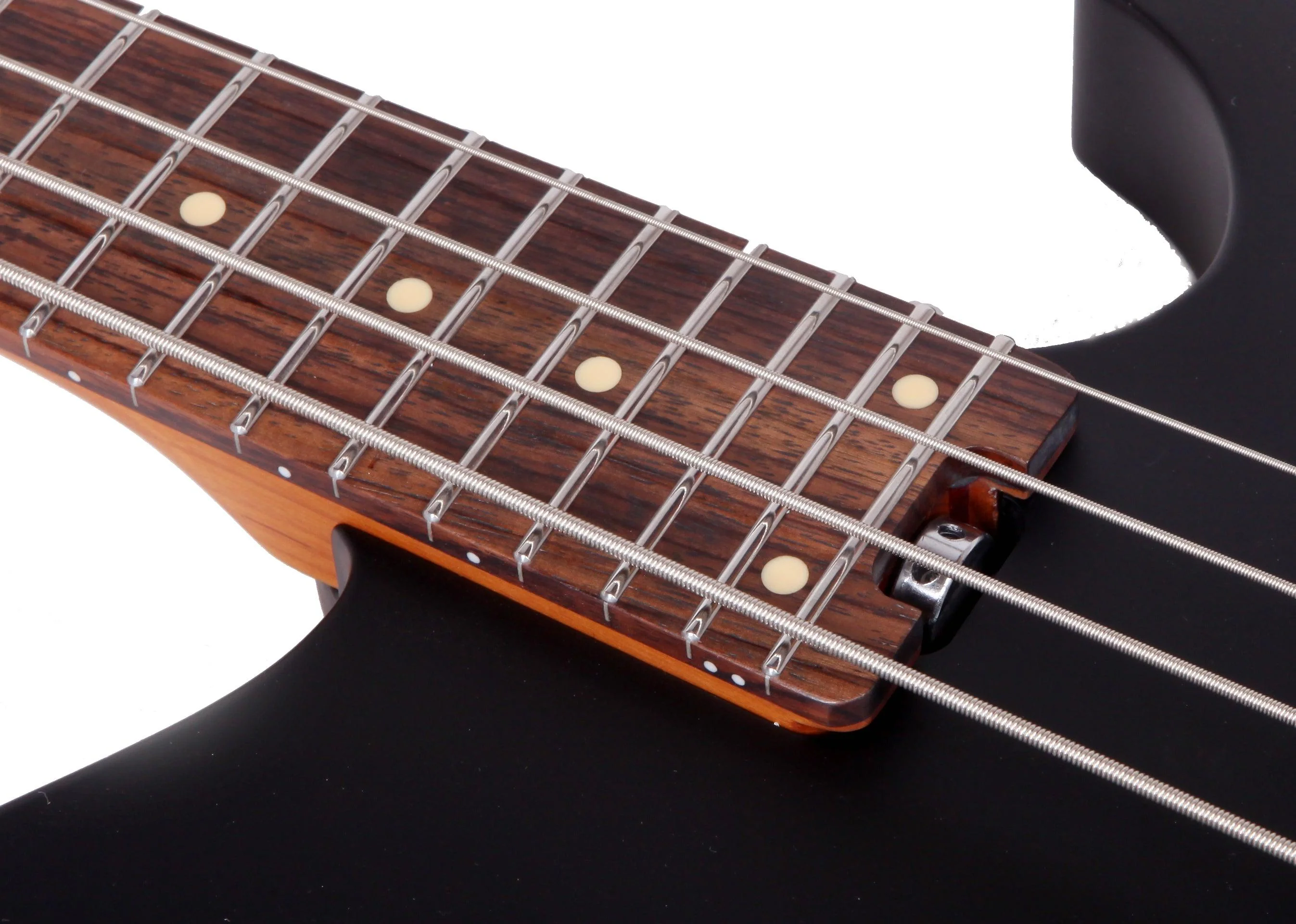 EART Guitars. BW-4 Roasted Bookmatch Mahogany Body 4 Strings Bass, Black, White - Image 5