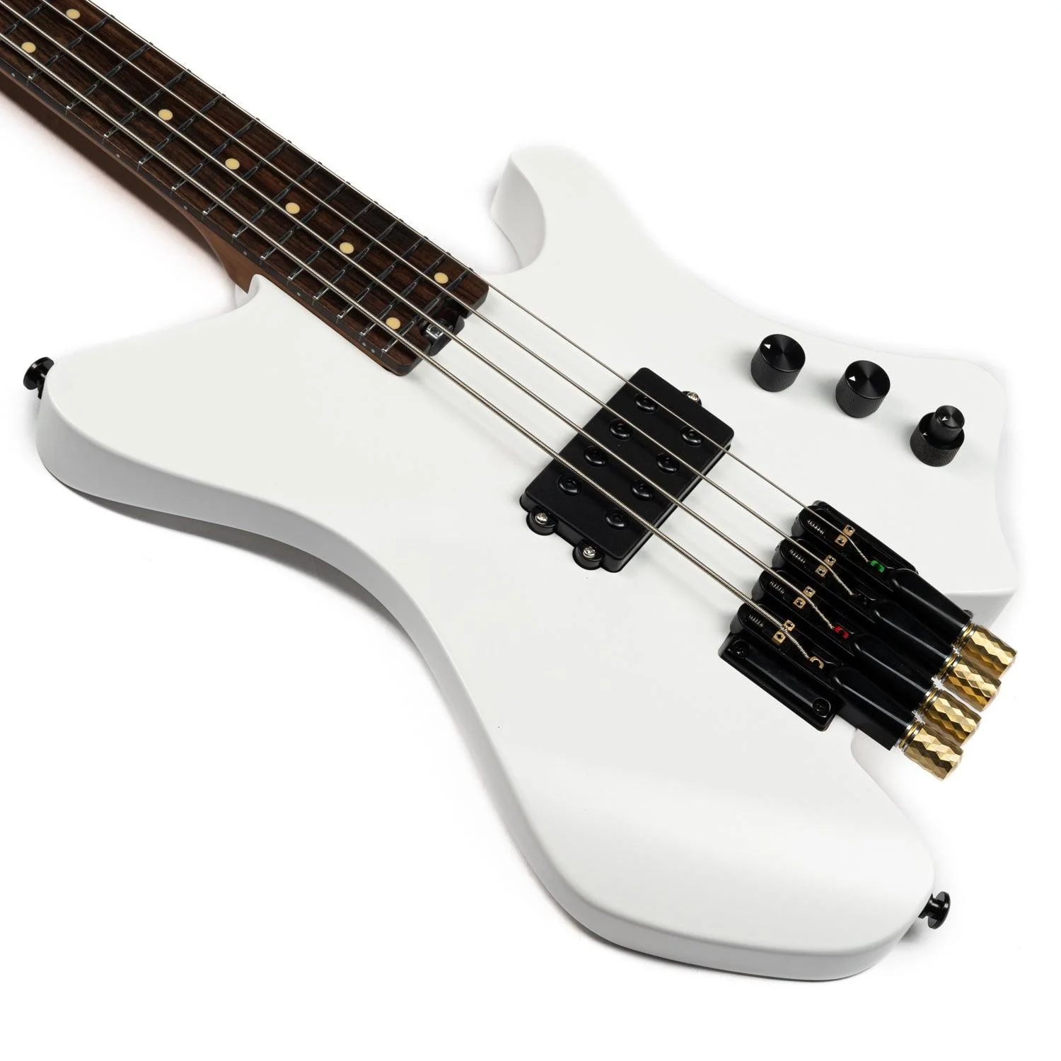 EART Guitars. BW-4 Roasted Bookmatch Mahogany Body 4 Strings Bass, Black, White - Image 7