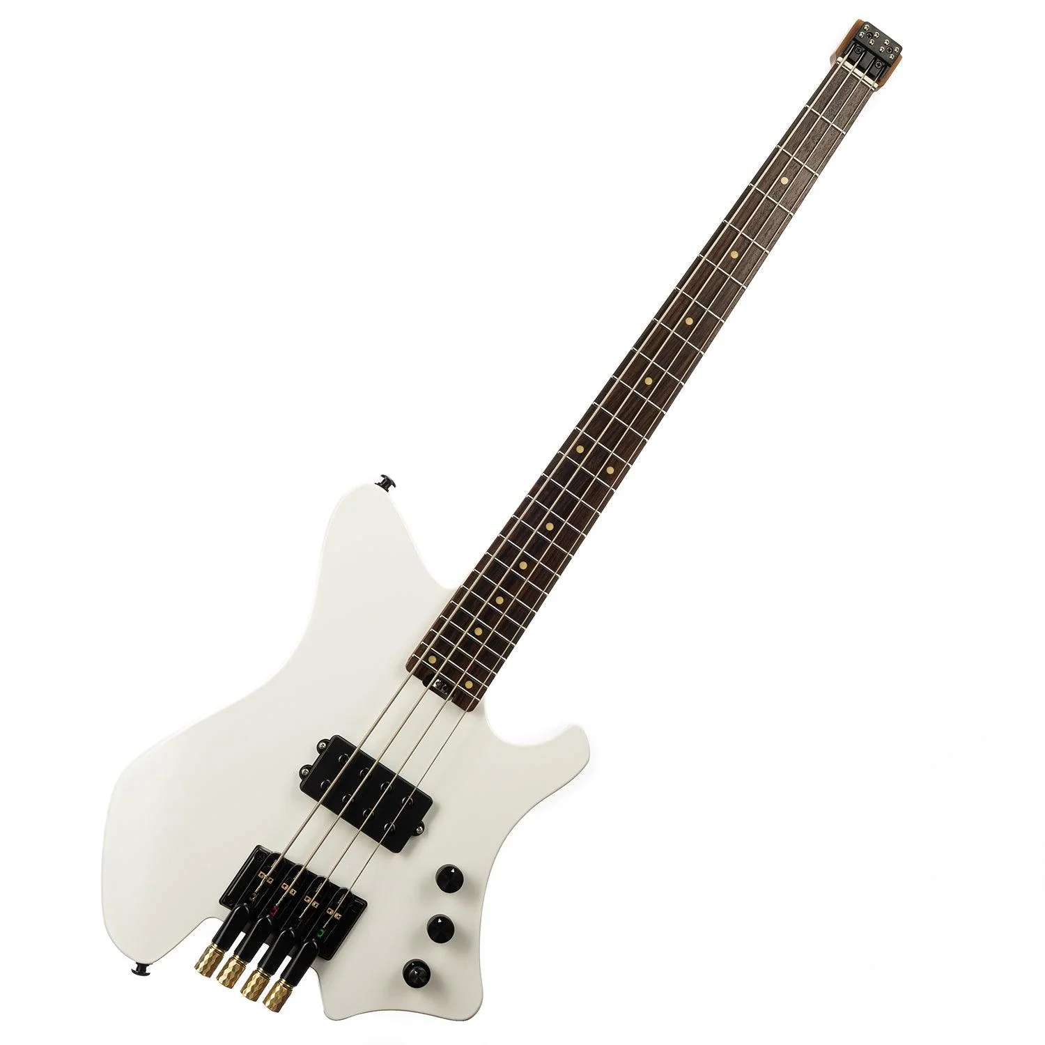EART Guitars. BW-4 Roasted Bookmatch Mahogany Body 4 Strings Bass, Black, White - Image 9