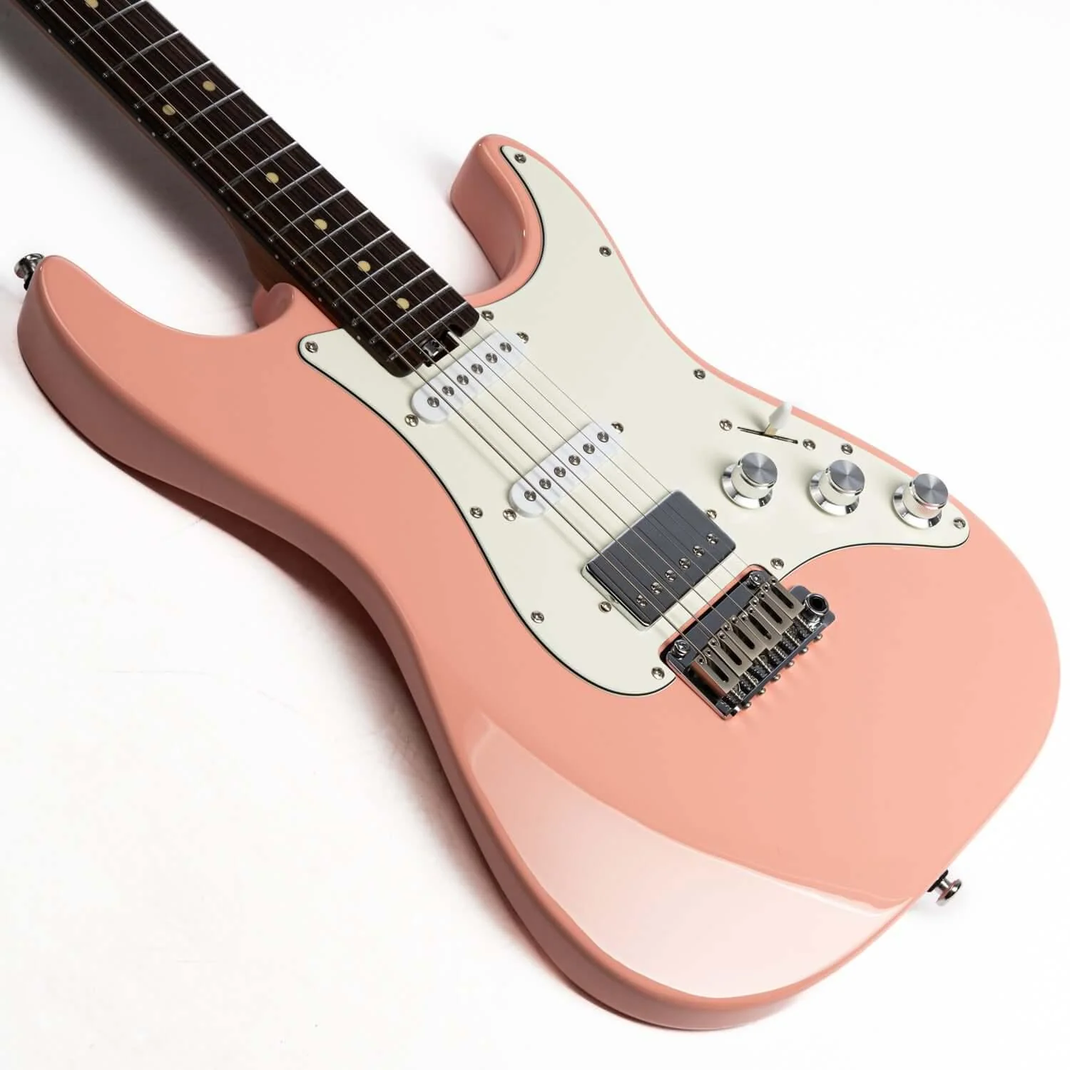 Eart Guitars, CP-1, HSS Pickups 2-Point Synchronized Tremolo Bridge Electric Guitar, Shell Pink - Image 5
