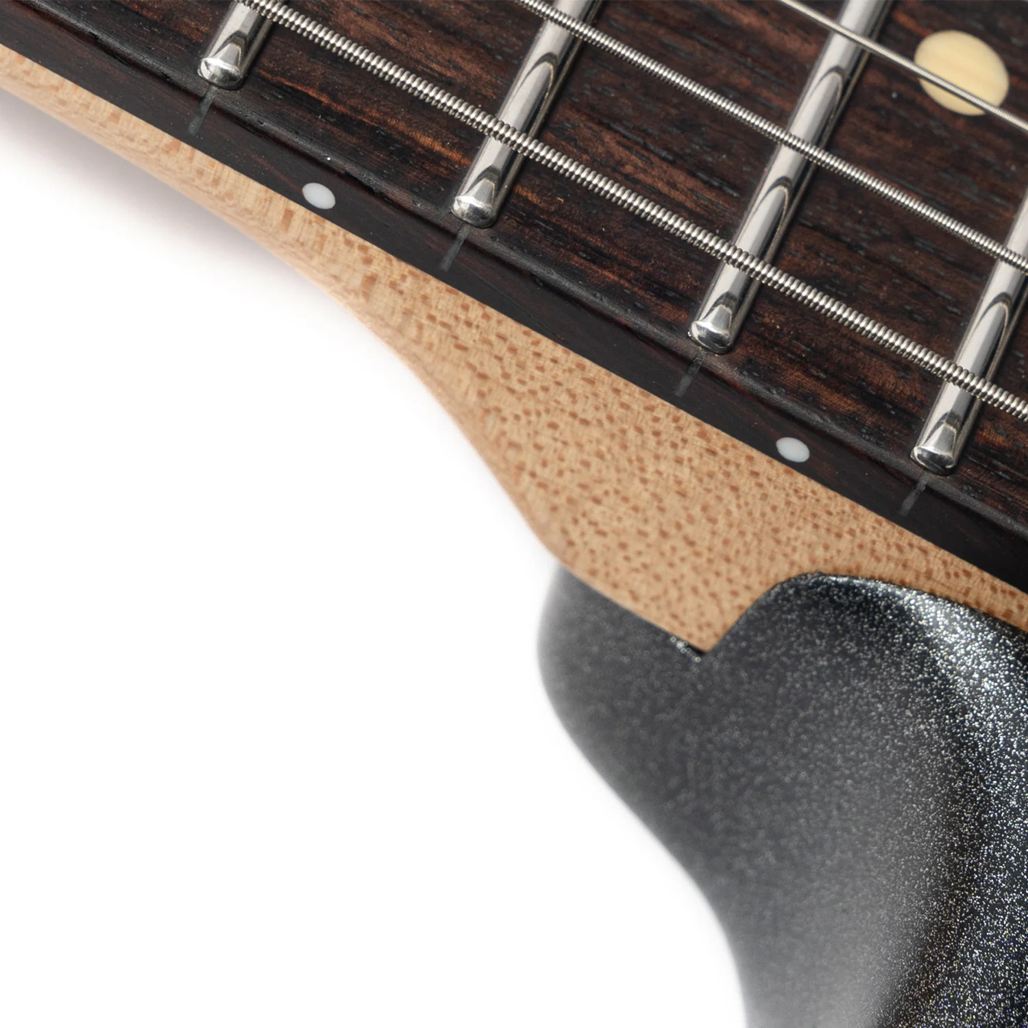 Eart Guitars, CP-73, 25.5" Roasted Mahogany & Maple Electric Guitar, Compound Frets, Custom Alnico Pickups, 6-Point Tremolo, Satin Black/Pearl Blue/Tobacco Burst - Image 5