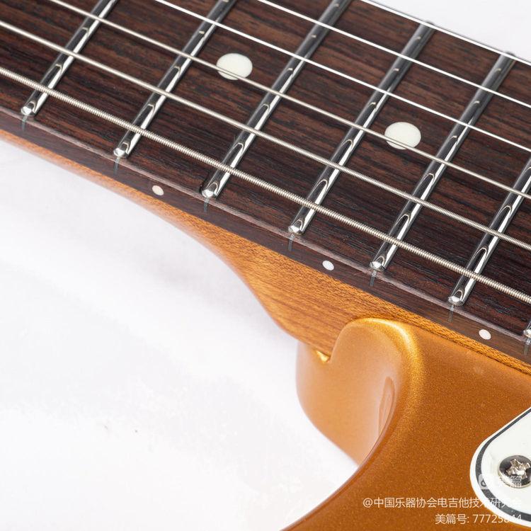 EART Guitars, DMX-9, NK-S Standard Shape 2-Point Synchronized Steel Saddle Tremolo Bridge Electric Guitar, Gold - Image 5