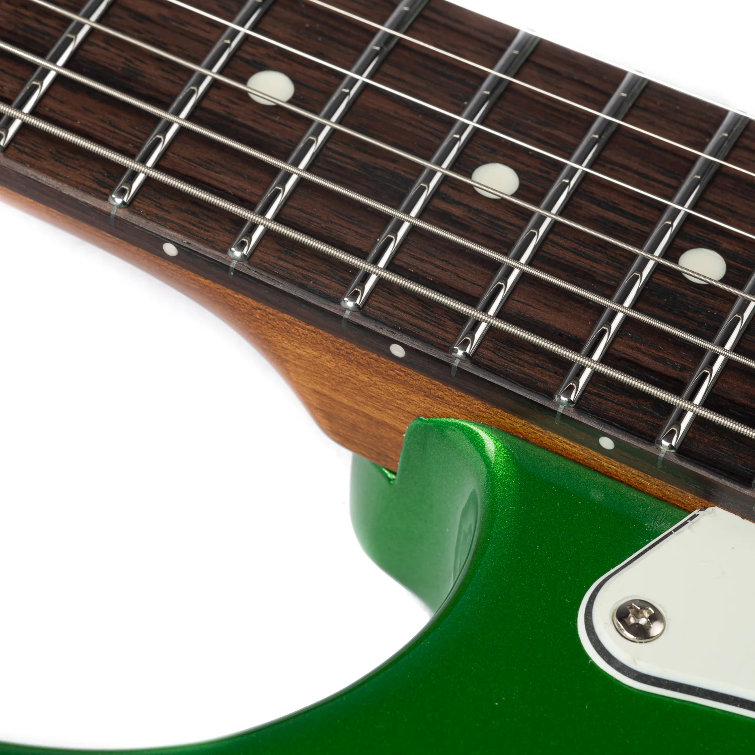EART Guitars, DMX-9, NK-S Standard Shape 2-Point Synchronized Steel Saddle Tremolo Bridge Electric Guitar, Pearl Green - Image 4