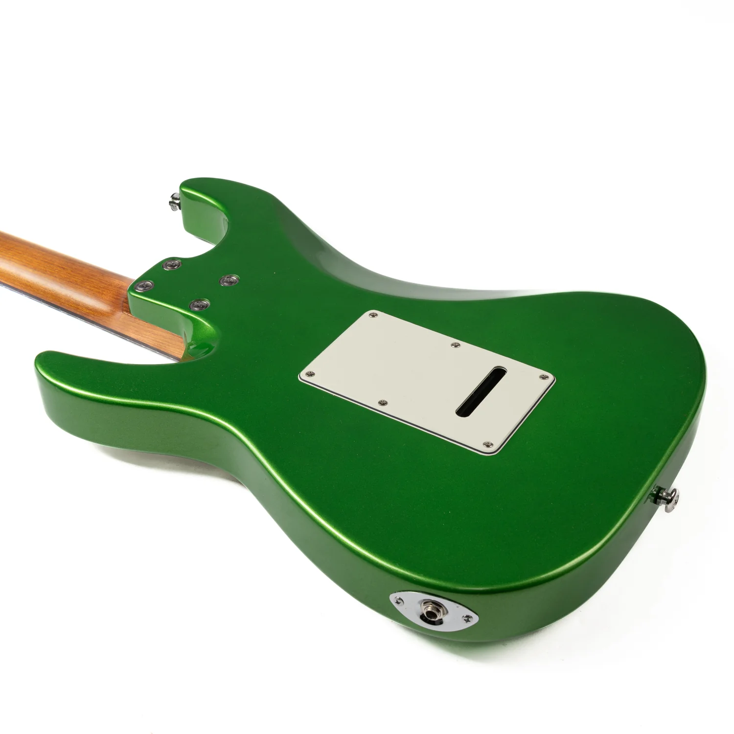 EART Guitars, DMX-9, NK-S Standard Shape 2-Point Synchronized Steel Saddle Tremolo Bridge Electric Guitar, Pearl Green - Image 6