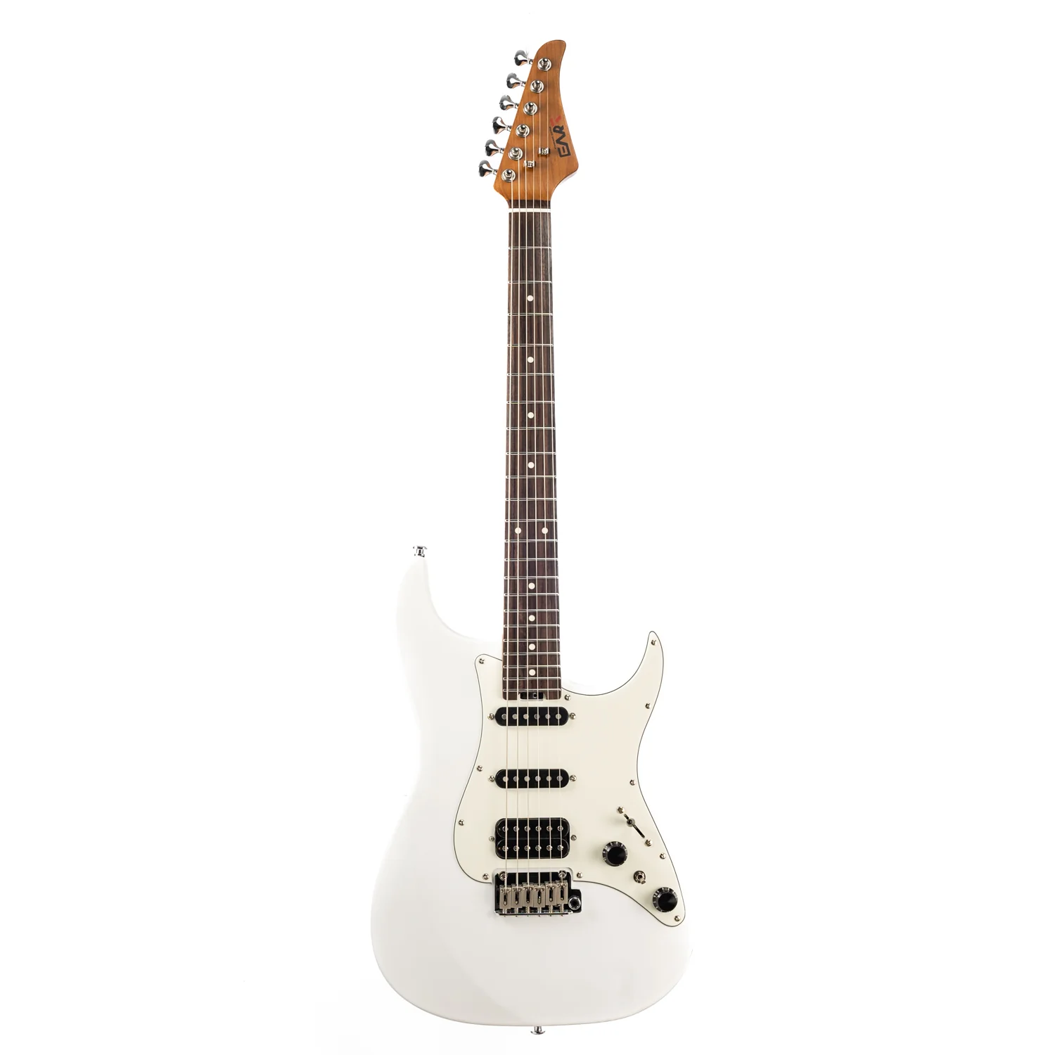 EART Guitars, DMX-9, NK-S Standard Shape 2-Point Synchronized Steel Saddle Tremolo Bridge Electric Guitar, Pearl White