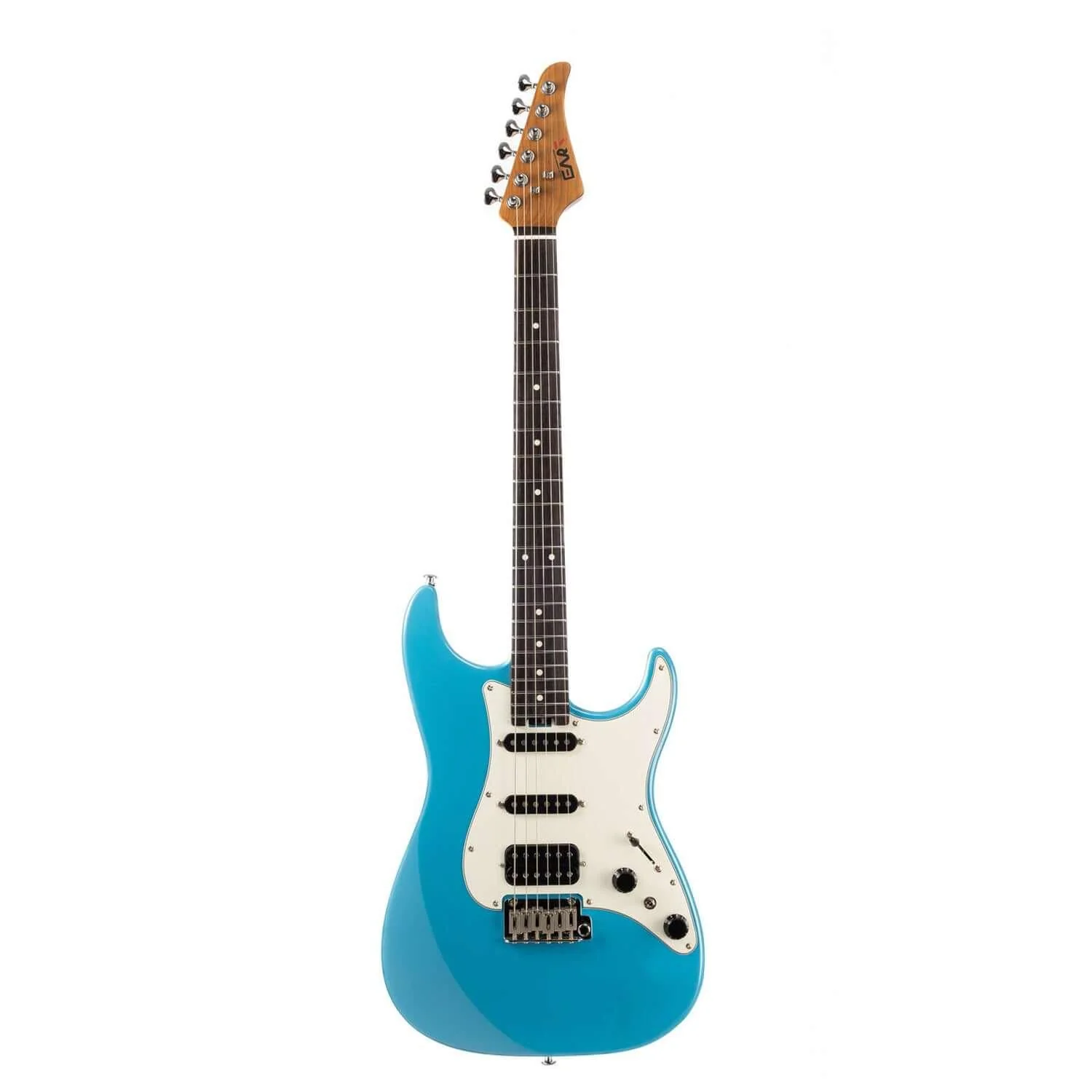EART Guitars, DMX-9, SSH Roasted Bookmatch Mahogany Body Canada Maple Neck Electric Guitar, Pearl Blue