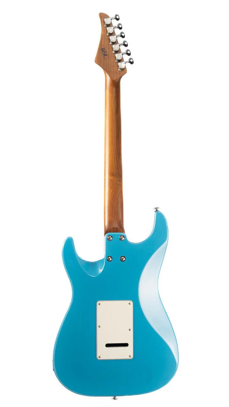EART Guitars, DMX-9, SSH Roasted Bookmatch Mahogany Body Canada Maple Neck Electric Guitar, Pearl Blue - Image 2