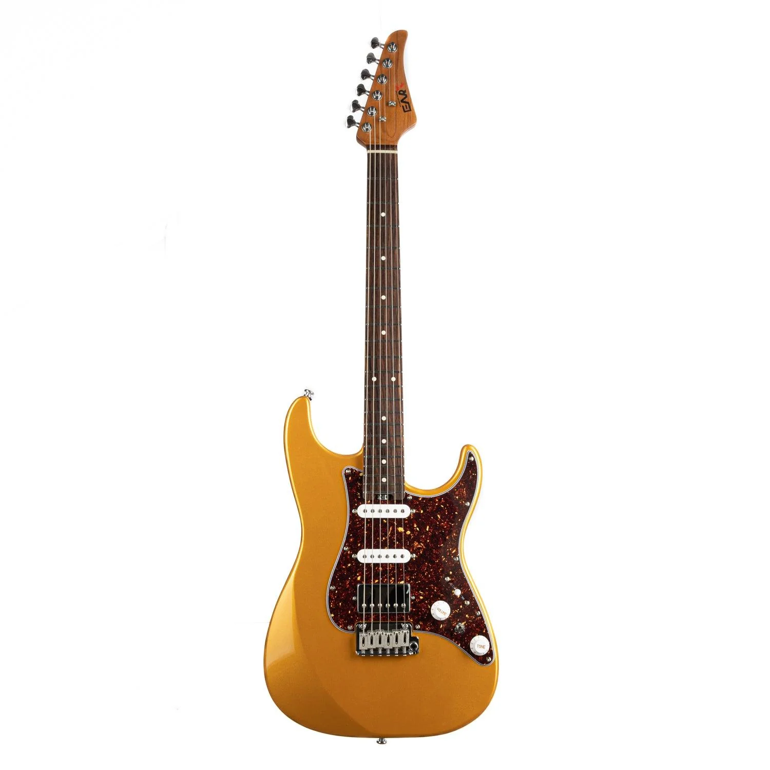 EART Guitars, DMX-9TC, NK-S Standard Shape 2-Point Synchronized Steel Saddle Tremolo Bridge Electric Guitar, Gold