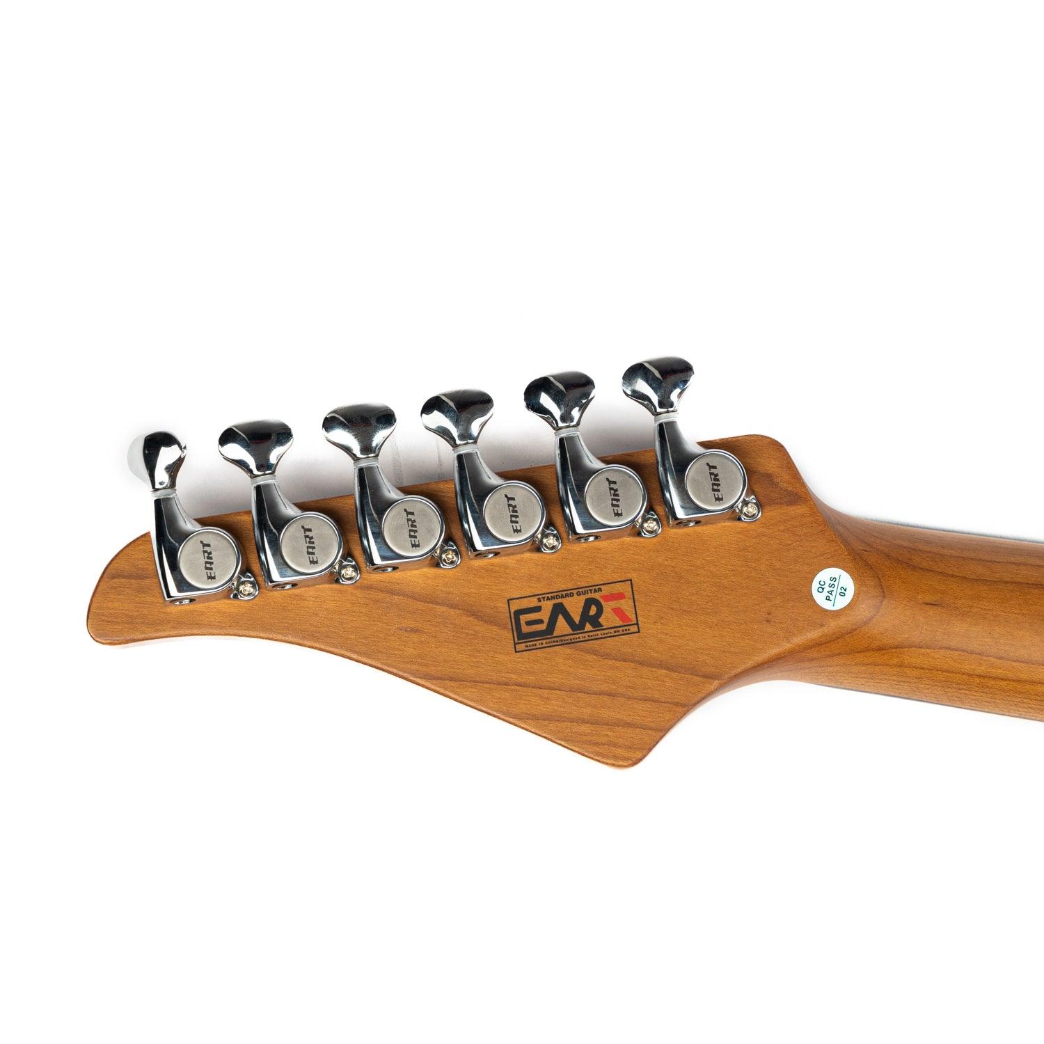 EART Guitars, DMX-9TC, NK-S Standard Shape 2-Point Synchronized Steel Saddle Tremolo Bridge Electric Guitar, Gold - Image 4