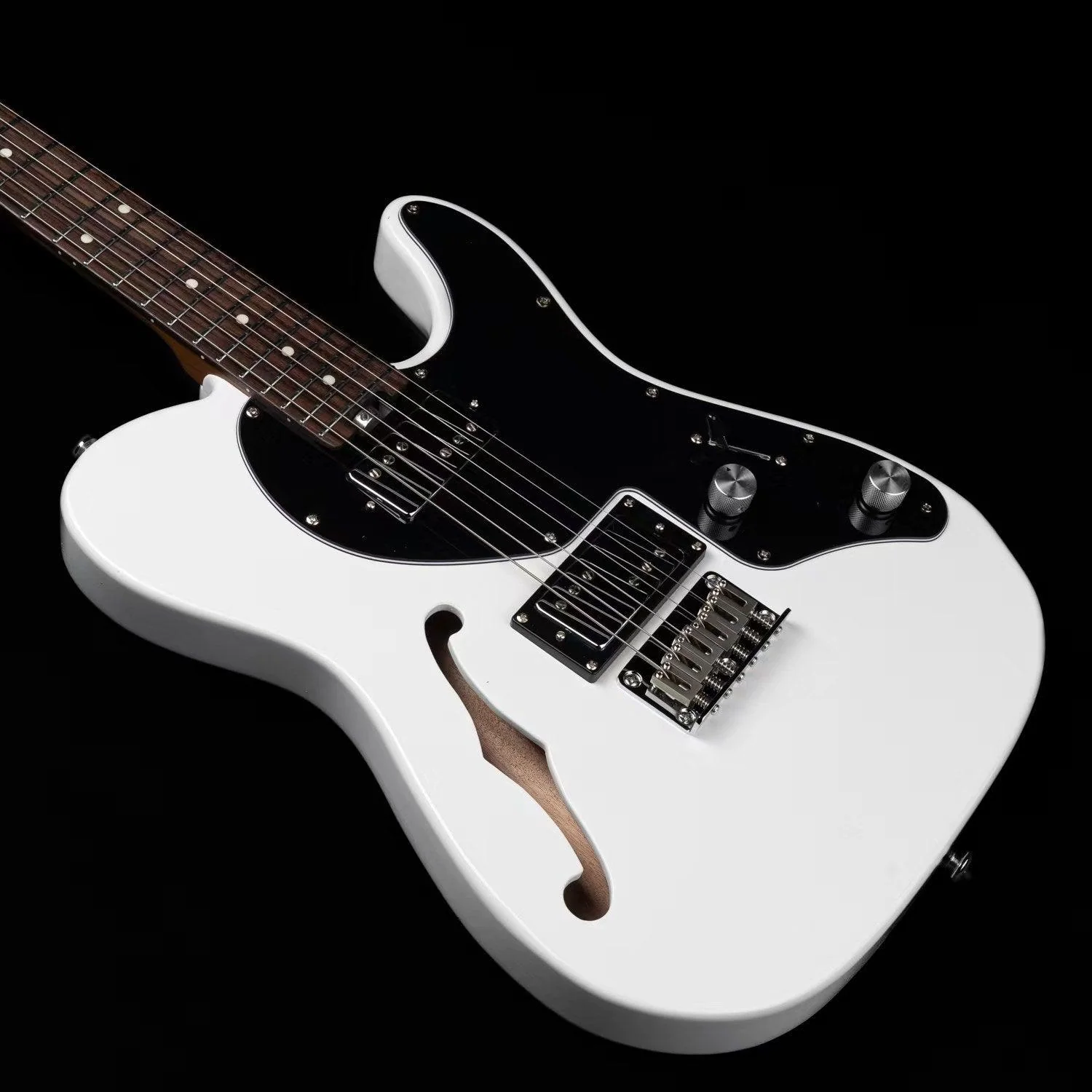 Eart Guitars, E-TT2, Semi Hollow Body Electric Guitars Humbucker Pickups Fixed Bridge LP3, White - Image 6