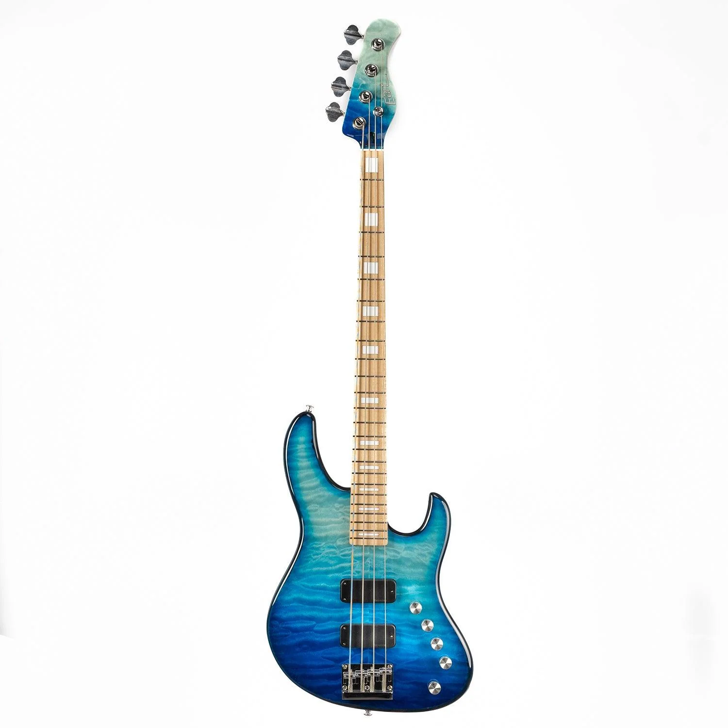 Eart Guitars, EB-004 Roasted Bookmatch Mahogany+Quilted Maple Bass - Image 2