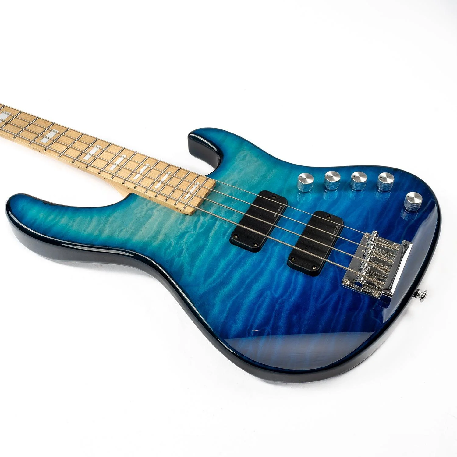 Eart Guitars, EB-004 Roasted Bookmatch Mahogany+Quilted Maple Bass - Image 6