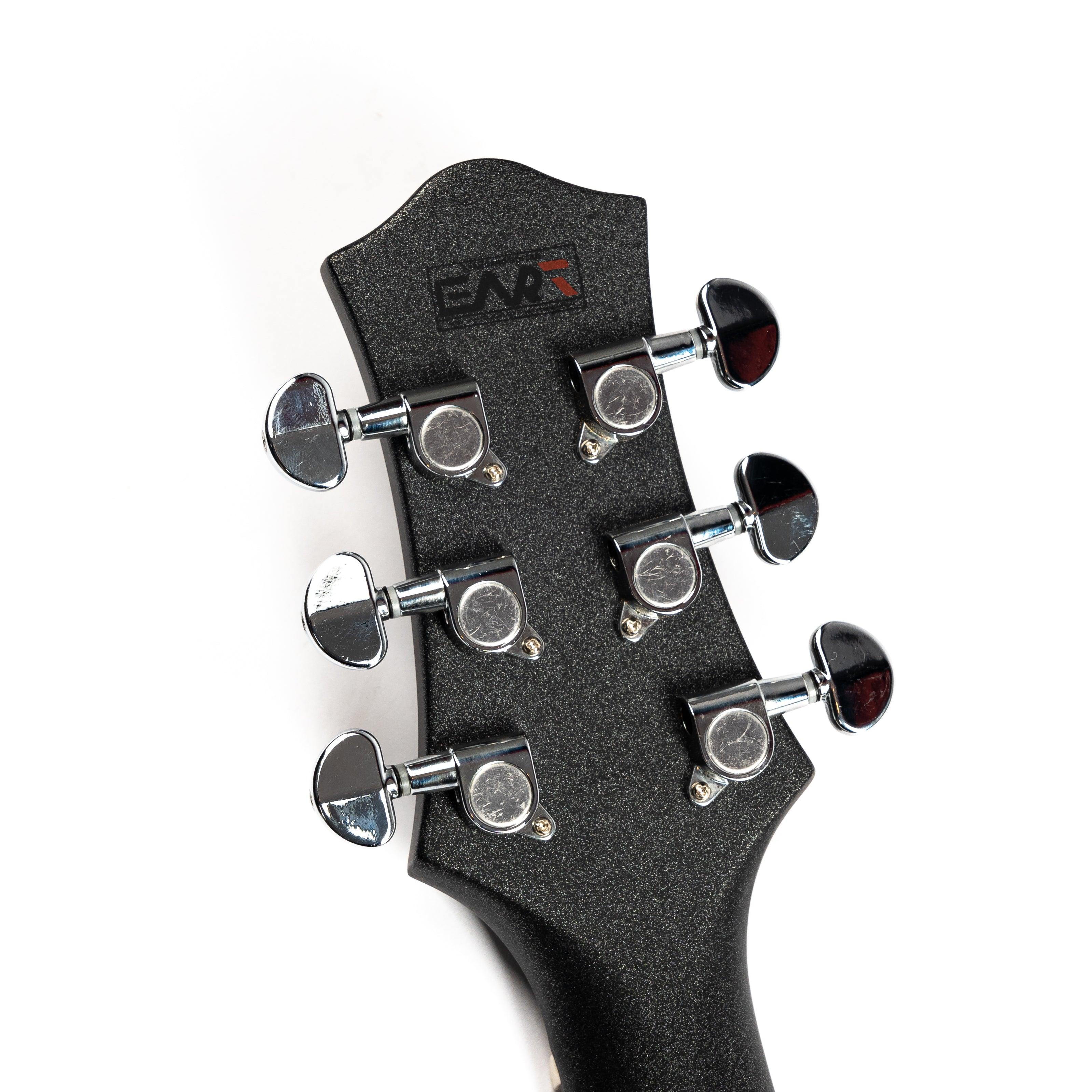 Eart Guitars, EGLP-610, 24.75" Thin Body Roasted Mahogany Electric Guitar, Gunmetal Black - Image 4