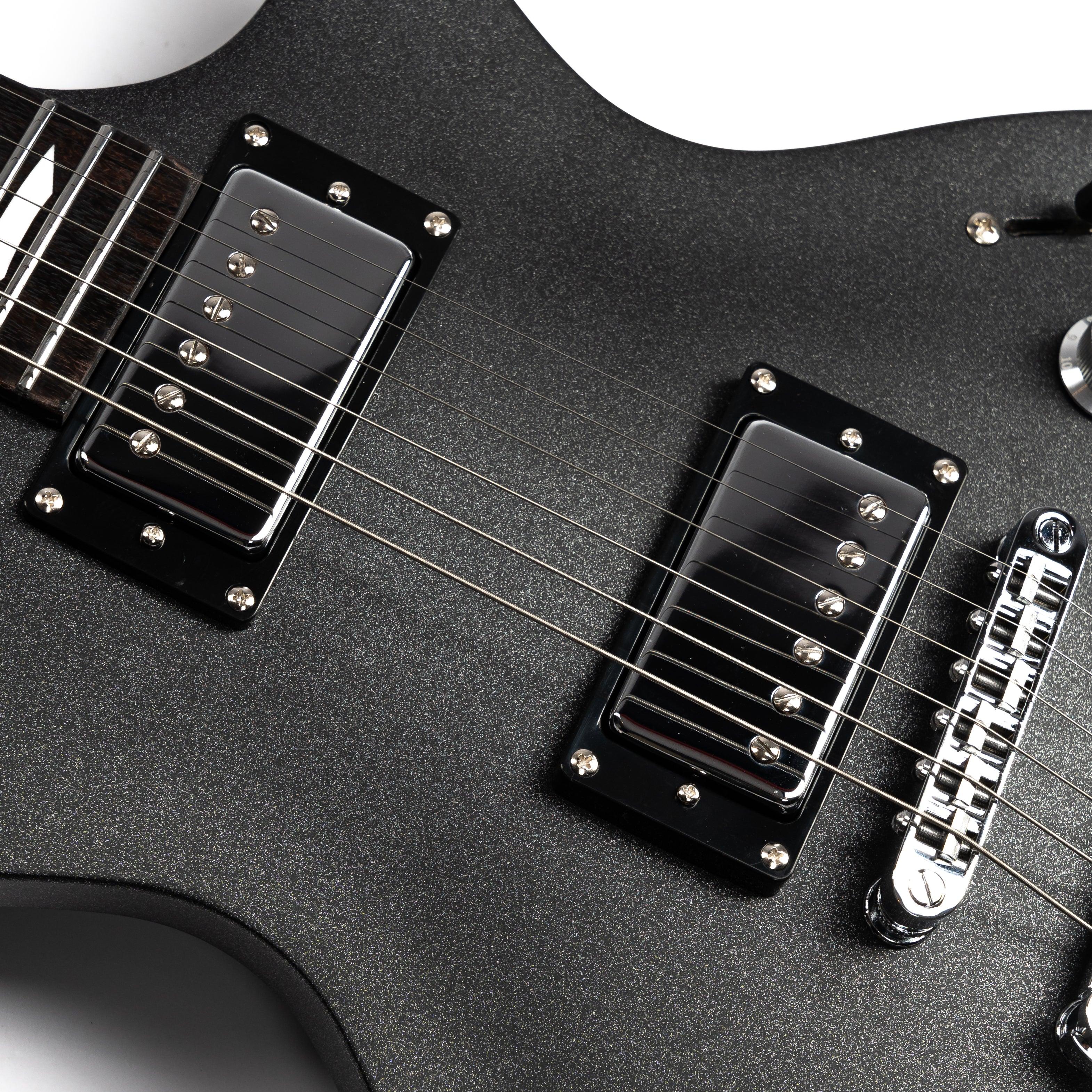 Eart Guitars, EGLP-610, 24.75" Thin Body Roasted Mahogany Electric Guitar, Gunmetal Black - Image 5