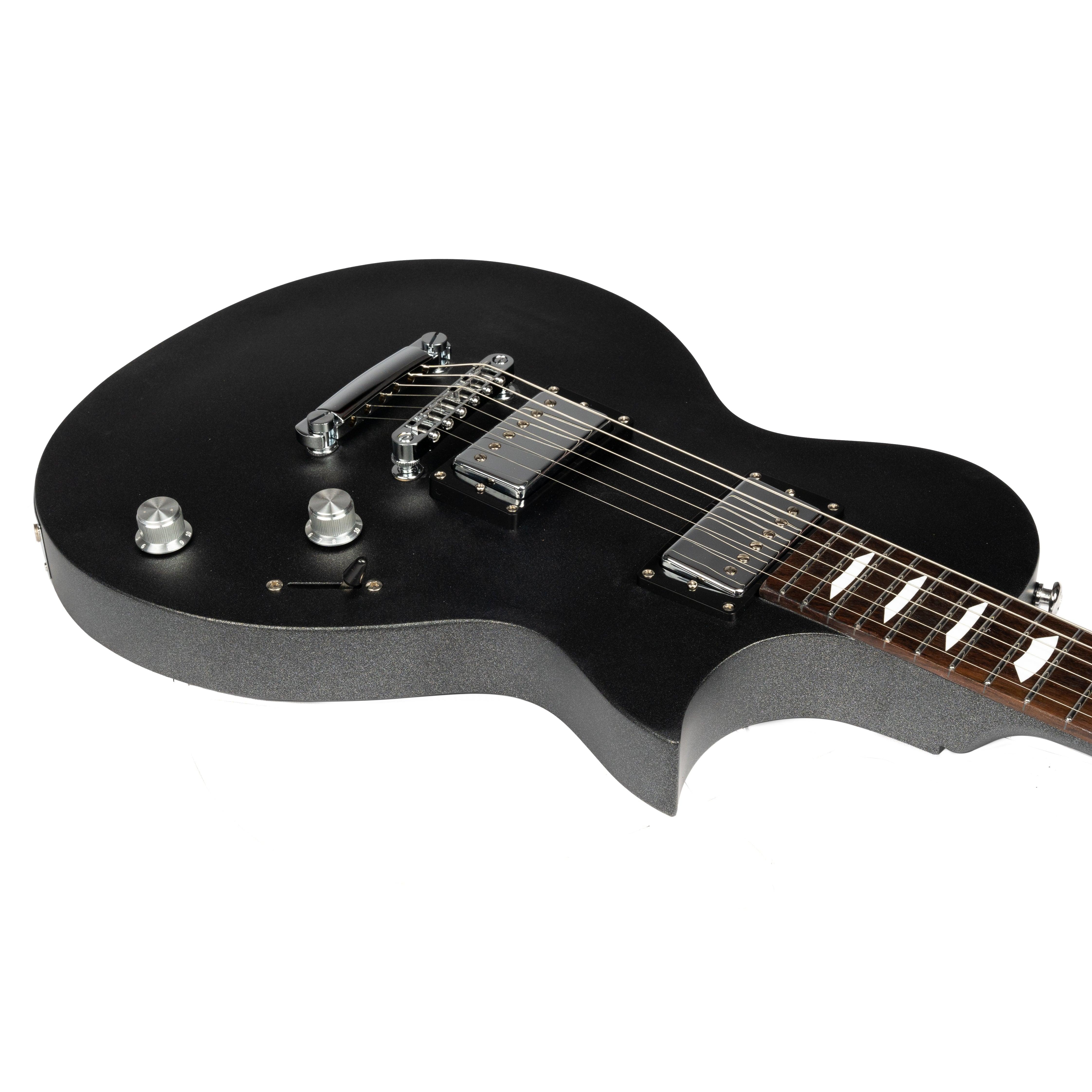Eart Guitars, EGLP-610, 24.75" Thin Body Roasted Mahogany Electric Guitar, Gunmetal Black - Image 6