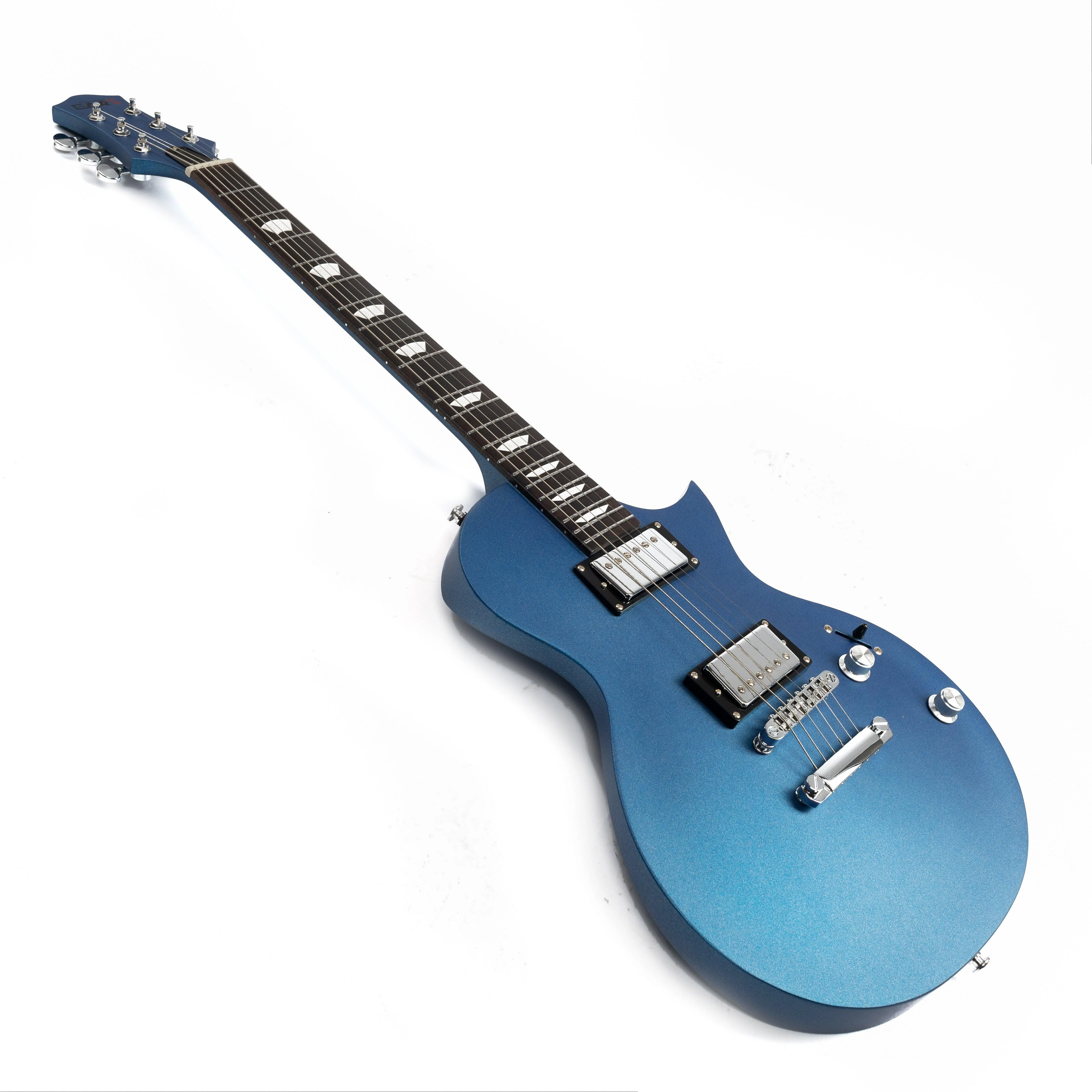 Eart Guitars, EGLP-610, Roasted Mahogany Body T-0-M Tailpiece Set Bridge Electric Guitar, Sapphire Blue - Image 8