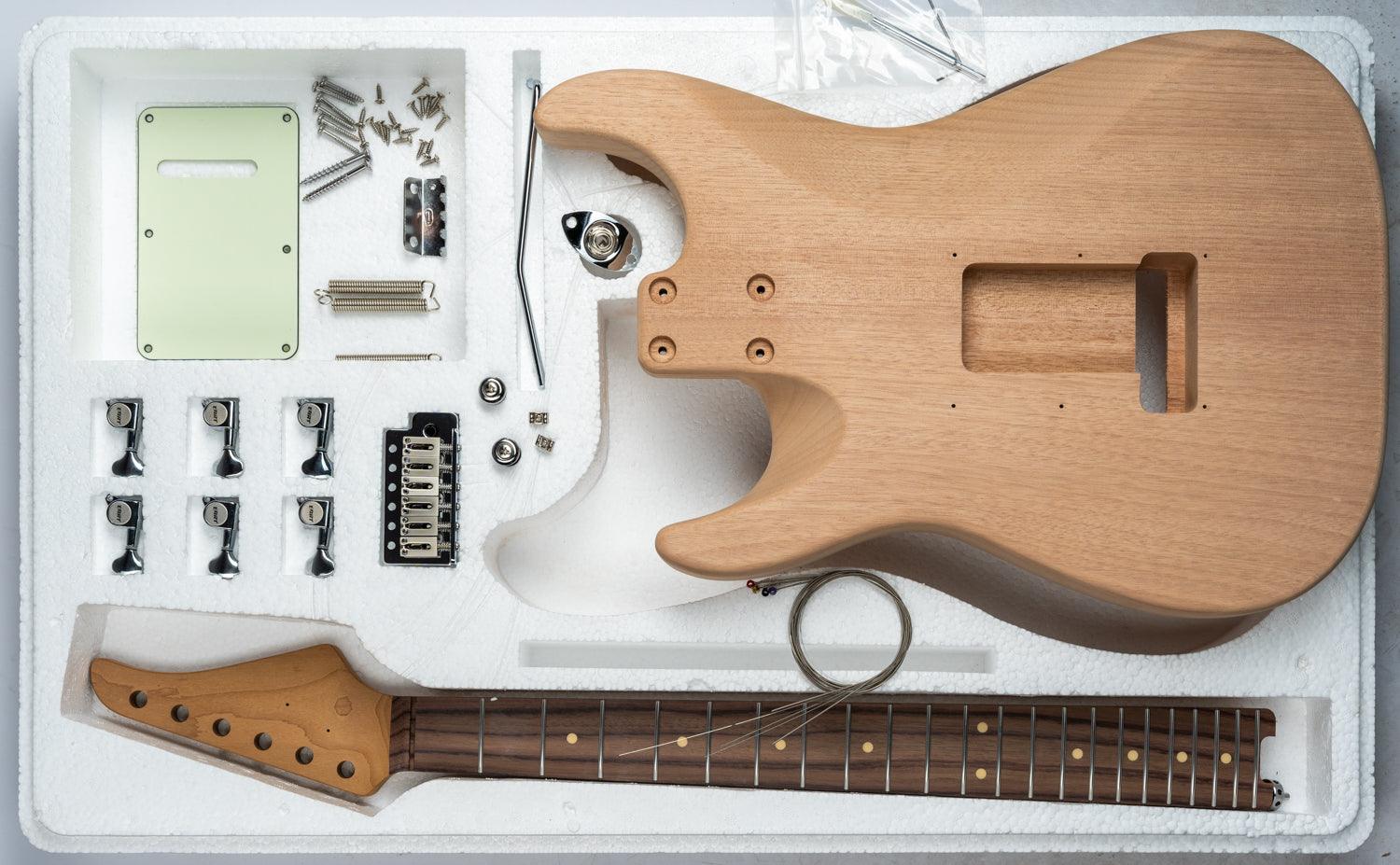 Eart Guitars, EUGK-S3S, DIY Electric Guitar Kit Unfinished Mahogany Body India Rosewood Fingerboard Fretboard All Parts Included - Image 4