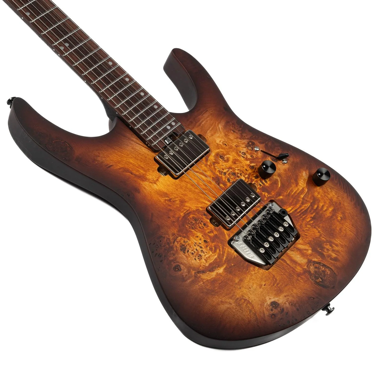 Eart Guitars, EXP-H6-ULTRA 6 Strings Tremolo Electric Guitar, Roasted Bookmatch Mahogany+Poplar Burl Body, Honey Burst - Image 7