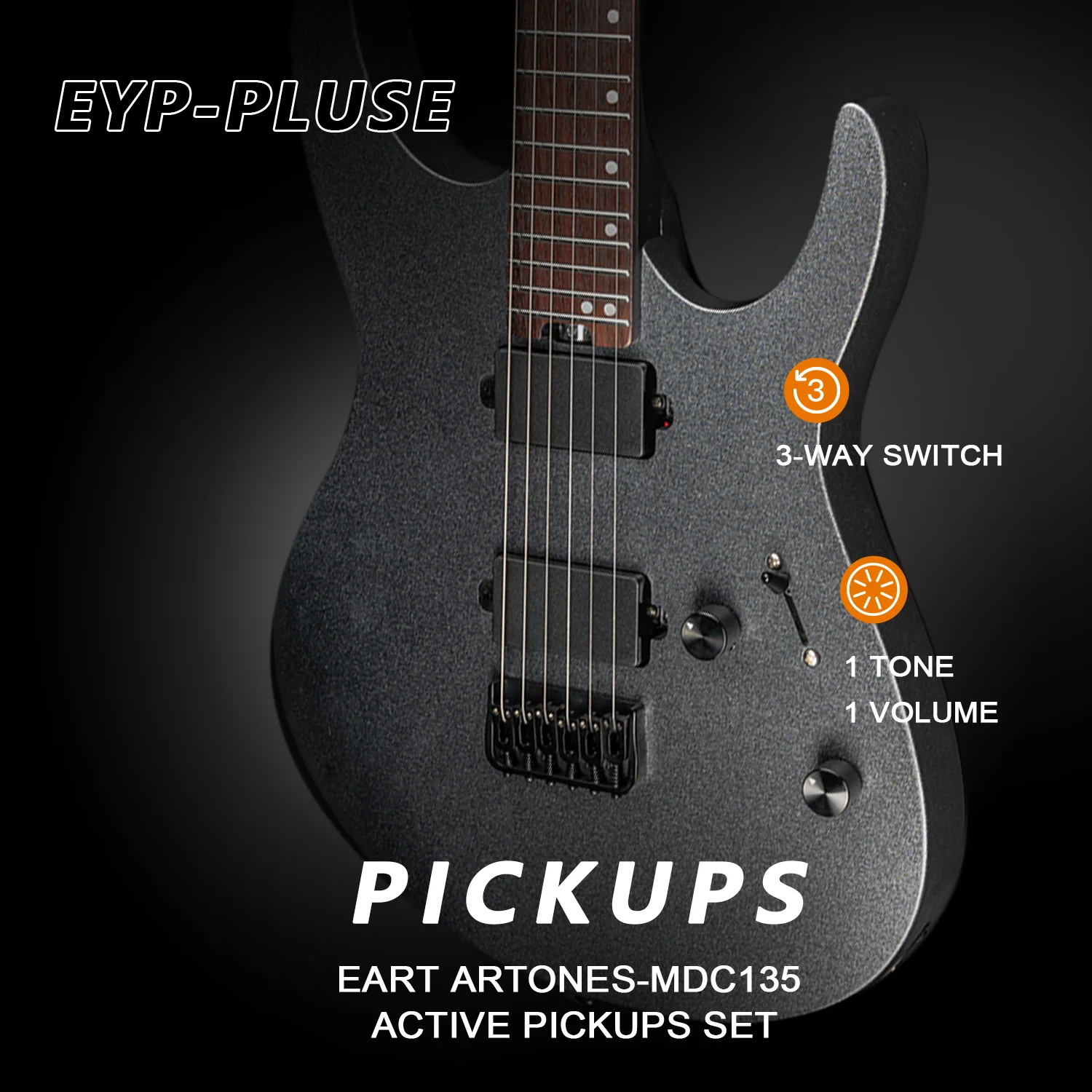 Eart Guitars, EYP-Pulse(EXP-6), Soild Body Electric Guitar Roasted Mahogany Body Artones-MDC135 Active Pickups Rock - Image 4