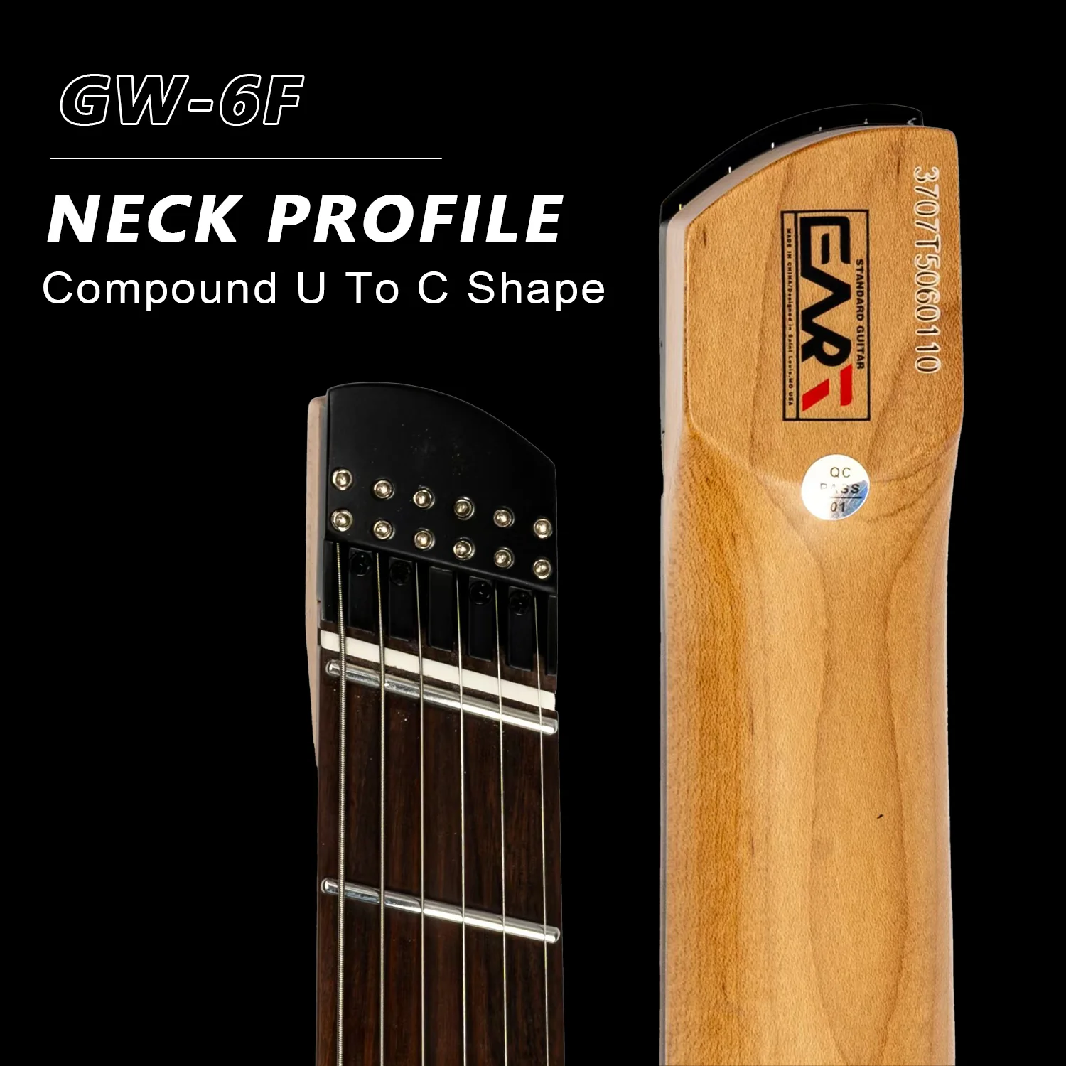 Eart Guitars, GW-6F, 6 Strings, 3-Way Switch,1 Tone,1 Volume Fixed Bridge Headless Electric Guitar - Image 3