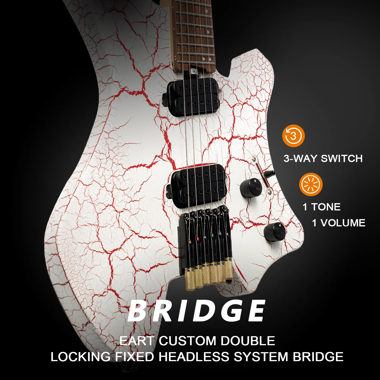 Eart Guitars, GW-6F, 6 Strings, 3-Way Switch,1 Tone,1 Volume Fixed Bridge Headless Electric Guitar - Image 4
