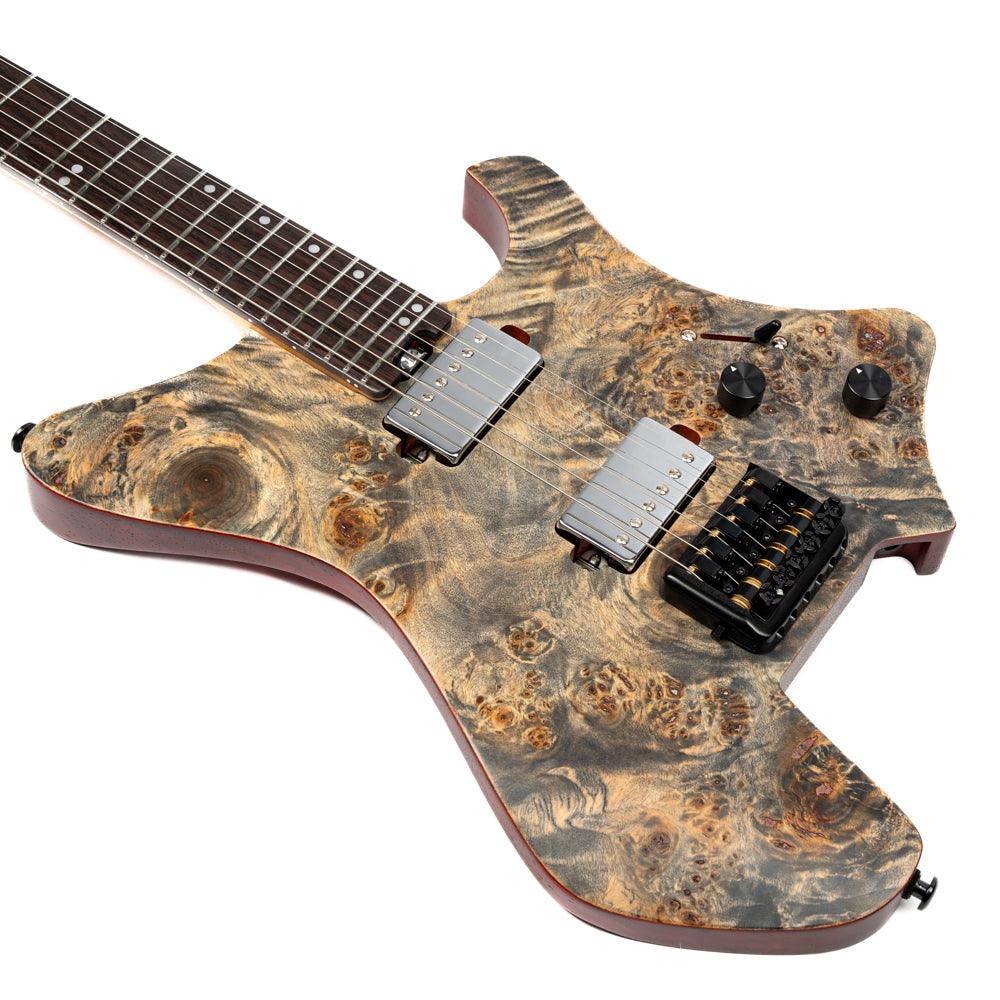 Eart Guitars, GW2 Headless Solid Body Electric Guitar, Right Handed, Compound U To C Shape Neck, Black - Image 6
