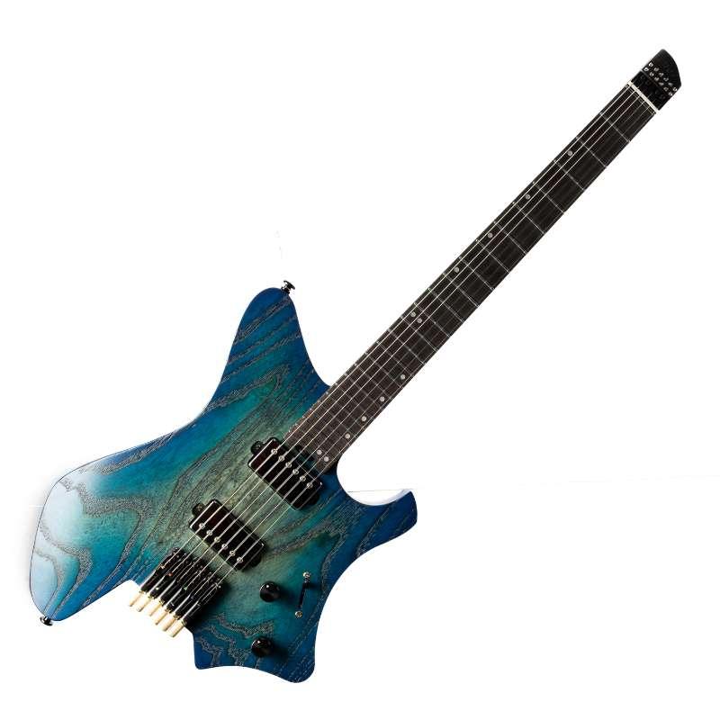 Eart Guitars, GW2-Pro, Headless Double Locking Fixed Bridge 3-Way Switch Electric Guitar, Blue Burst