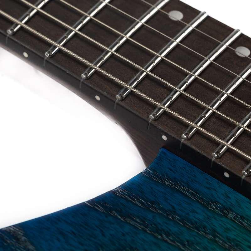 Eart Guitars, GW2-Pro, Headless Double Locking Fixed Bridge 3-Way Switch Electric Guitar, Blue Burst - Image 5