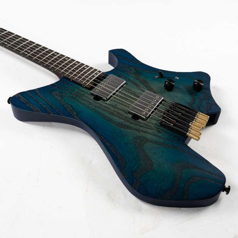 Eart Guitars, GW2-Pro, Headless Double Locking Fixed Bridge 3-Way Switch Electric Guitar, Blue Burst - Image 6