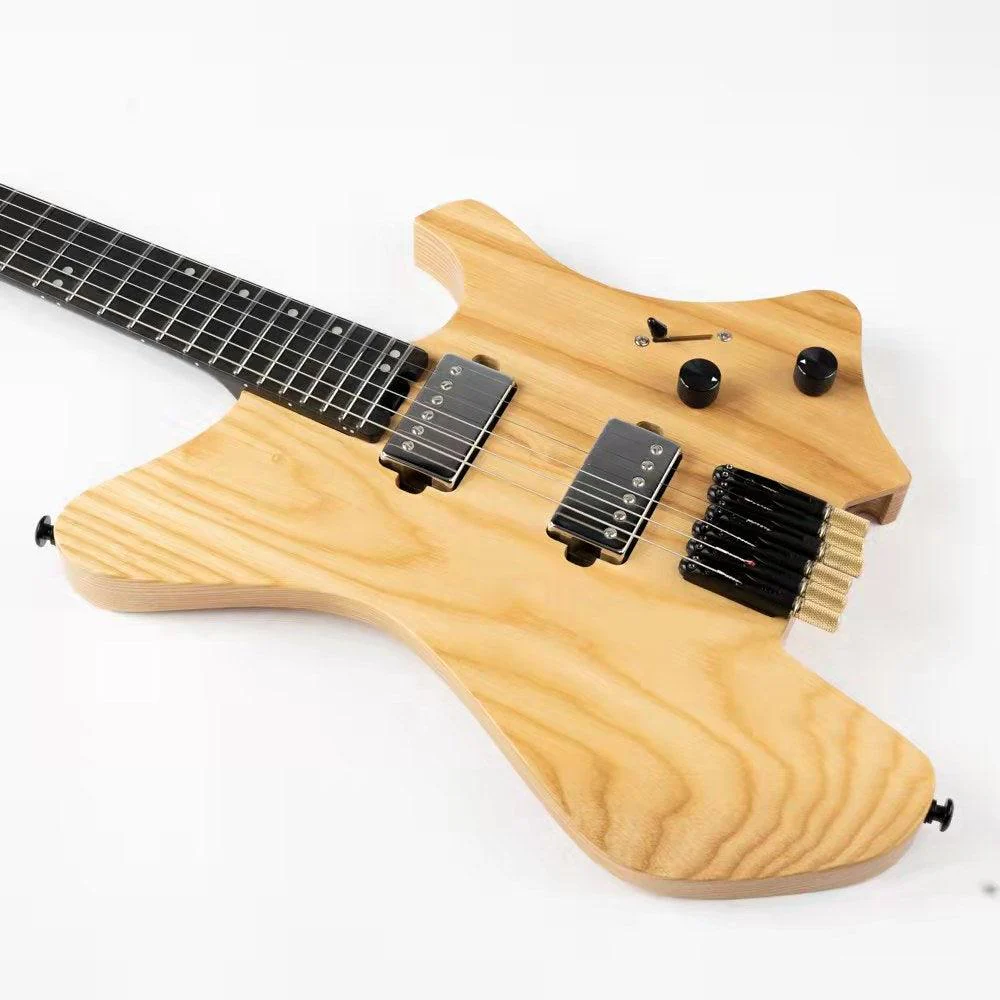Eart Guitars, GW2-Pro, Roasted Ash Body Headless 3-Way Switch,1 Tone,1 Volume Electric Guitar, Natural - Image 6