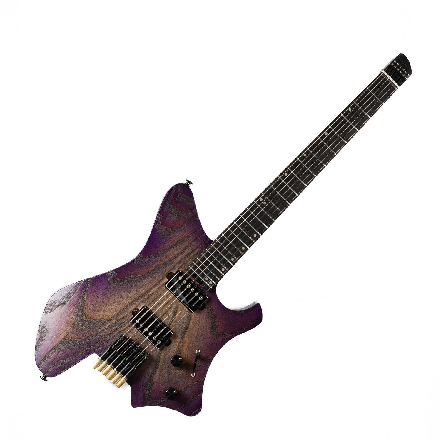 Eart Guitars, GW2-Pro, Headless Compound U To C Shape Neck Electric Guitar, Purple Burst