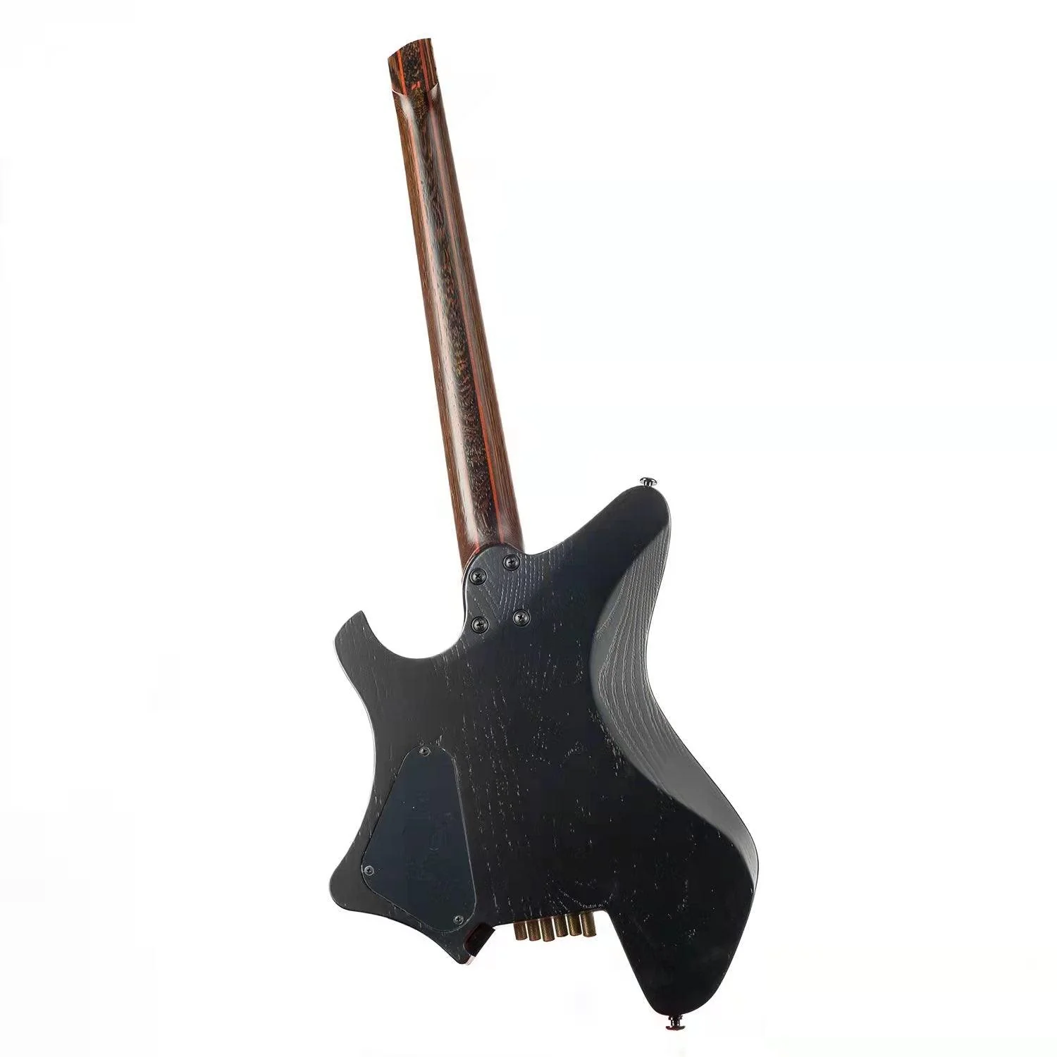 Eart Guitars, GW2-Pro, Wenge Neck Headless Double Locking Fixed Bridge Electric Guitar, Solid Black GD - Image 2