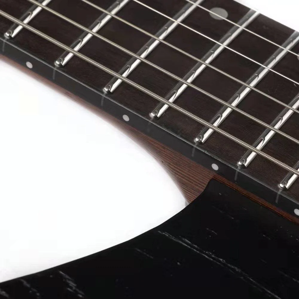 Eart Guitars, GW2-Pro, Wenge Neck Headless Double Locking Fixed Bridge Electric Guitar, Solid Black GD - Image 5