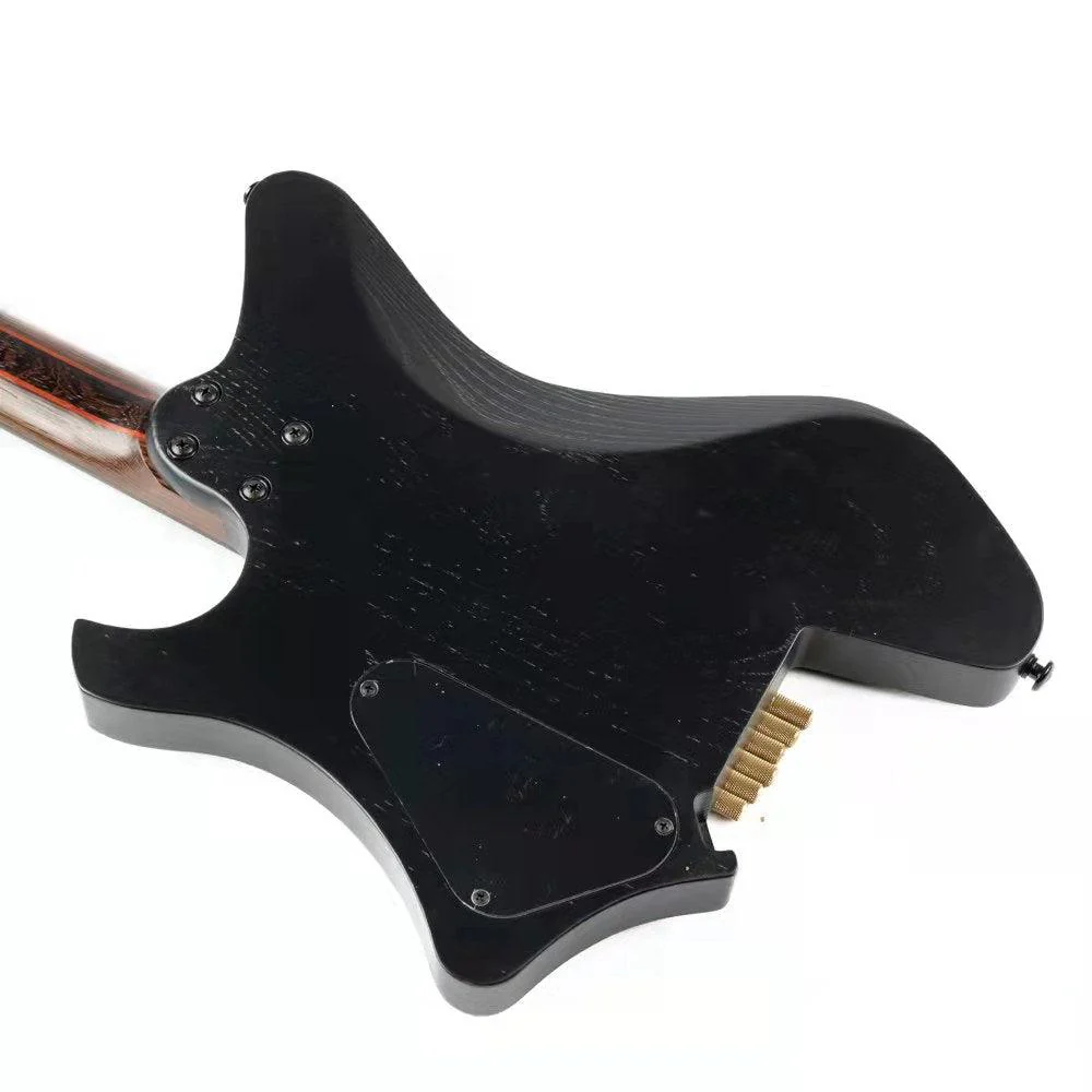 Eart Guitars, GW2-Pro, Wenge Neck Headless Double Locking Fixed Bridge Electric Guitar, Solid Black GD - Image 7