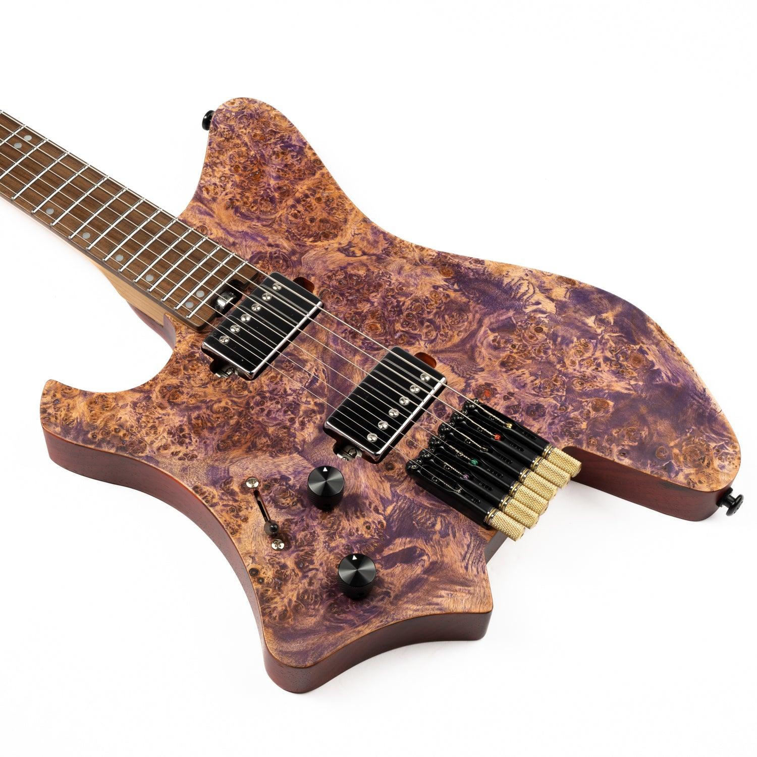 Eart Guitars, GW2L, Left Handed Headless Double Locking Fixed Bridge Electric Guitar, with Gig bag, Purple - Image 7