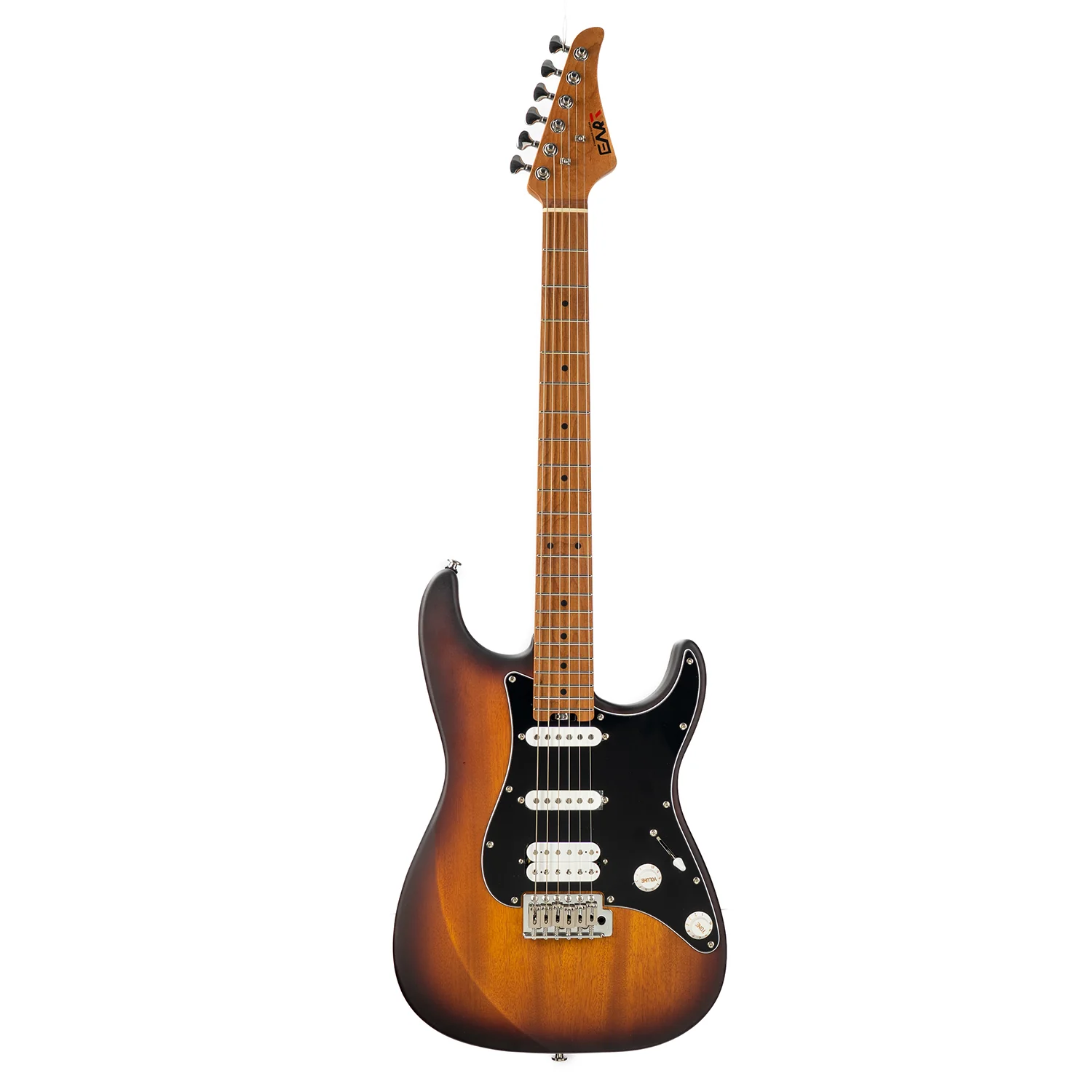 Eart Guitars, Nexus-S2, Electric Guitar Roasted Mahogany Body Canada Maple Neck 25.5" 22 Frets Synchronized Tremolo Pearl Blue/Black/Tobacco Burst