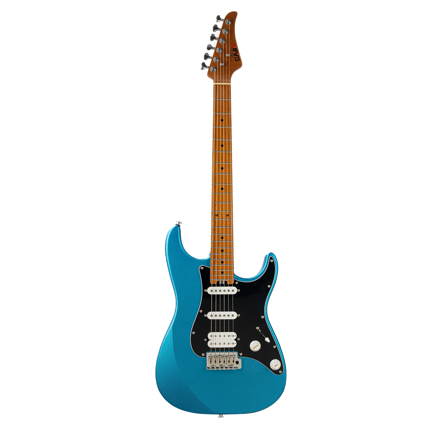 Eart Guitars, Nexus-S2, Electric Guitar Roasted Mahogany Body Canada Maple Neck 25.5" 22 Frets Synchronized Tremolo Pearl Blue/Black/Tobacco Burst - Image 8