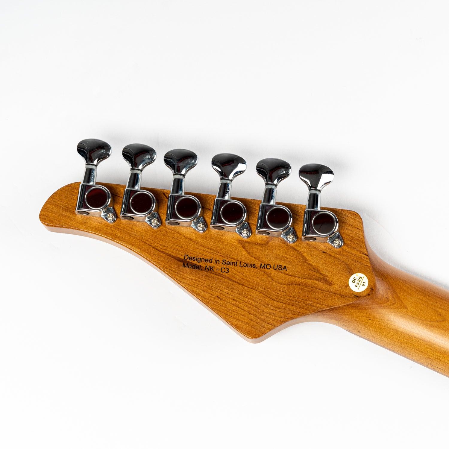 Eart Guitars, NK-C3N, Standard ALV HSS Pickups Modern Roasted Mahogany Electric Guitar, Amber Burst - Image 4