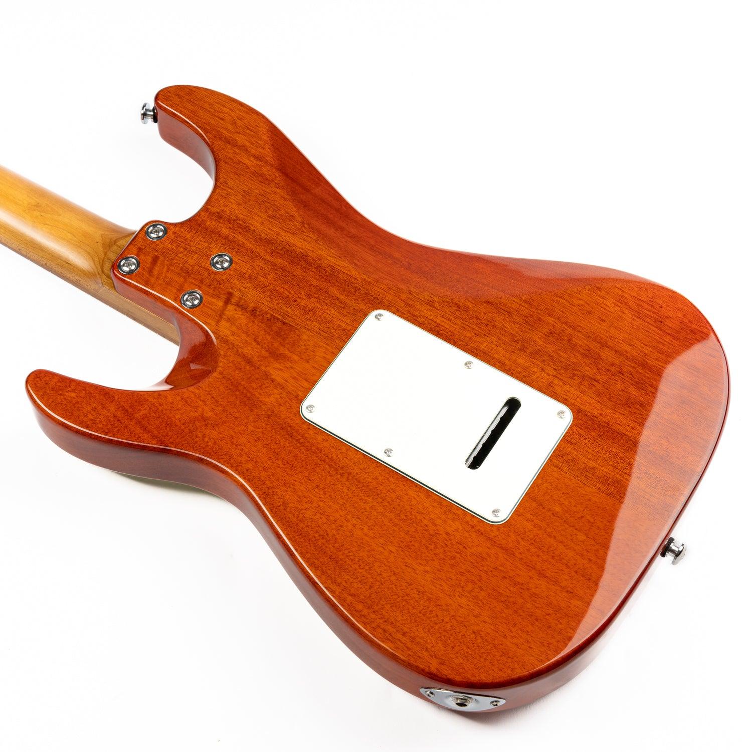 Eart Guitars, NK-C3N, Standard ALV HSS Pickups Modern Roasted Mahogany Electric Guitar, Amber Burst - Image 7