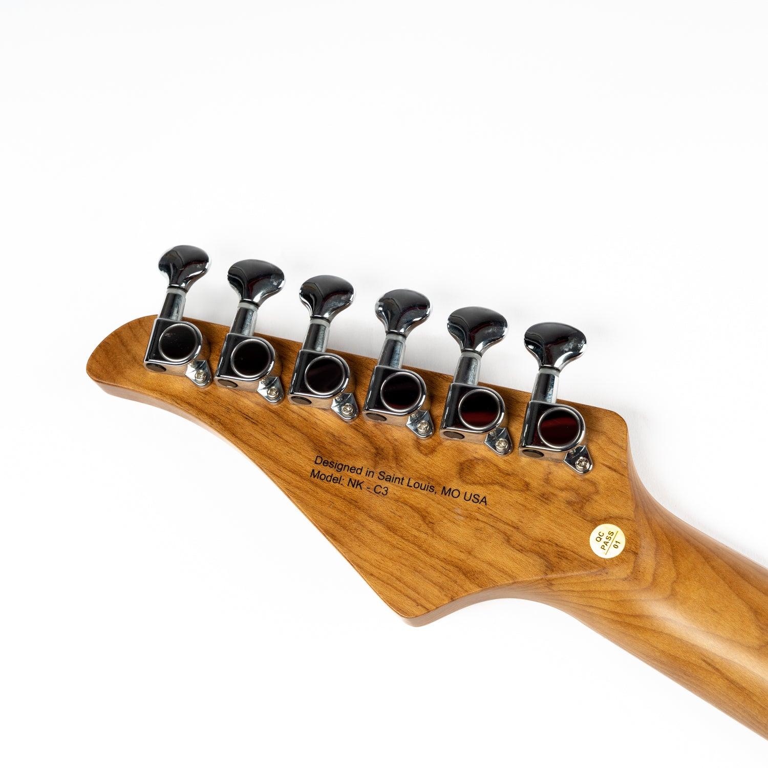 Eart Guitars, NK-C3N, Roasted Bookmatch Mahogany+Flame Maple Body Modern Electric Guitar, Purple - Image 4