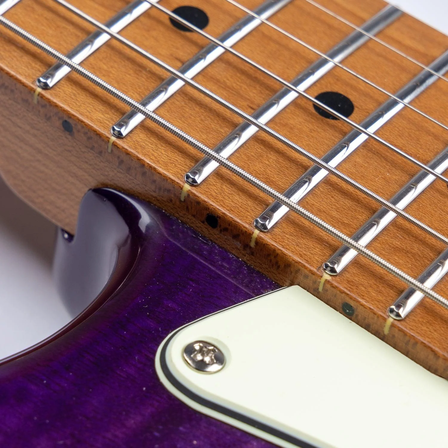 Eart Guitars, NK-C3N, Roasted Bookmatch Mahogany+Flame Maple Body Modern Electric Guitar, Purple - Image 5