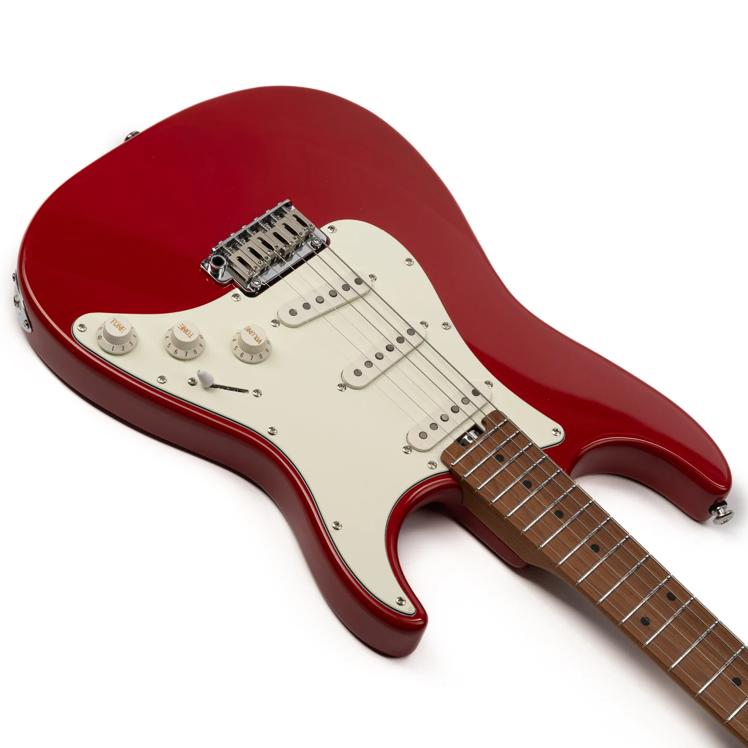 Eart Guitars, NK-VS60, 2-Point Synchronized Tremolo Bridge Alnico V Pickups Classic Electric Guitars, Red - Image 3