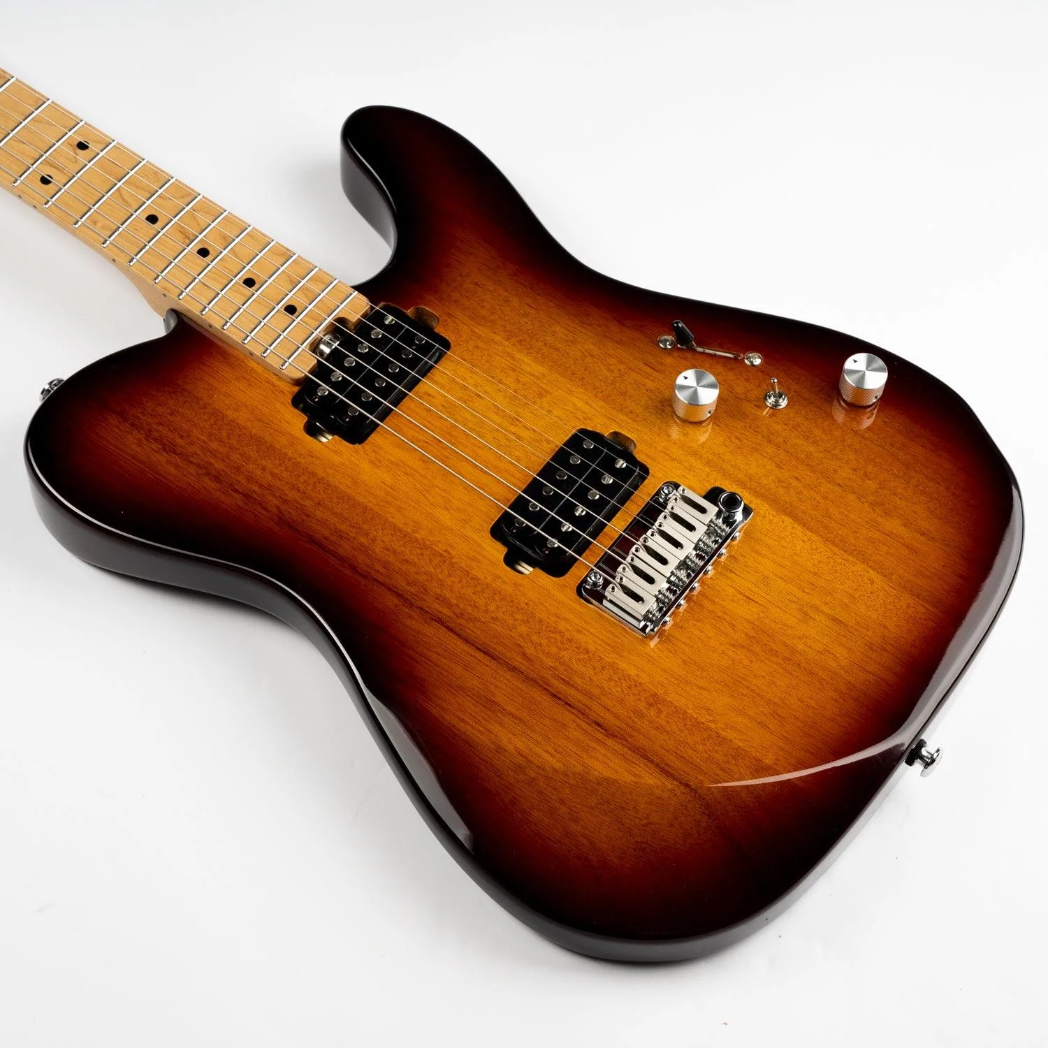 Eart Guitars, TL-380 Solid Body Electric Guitars, Tremolo Humbucker Pickups, Honey Burst - Image 6