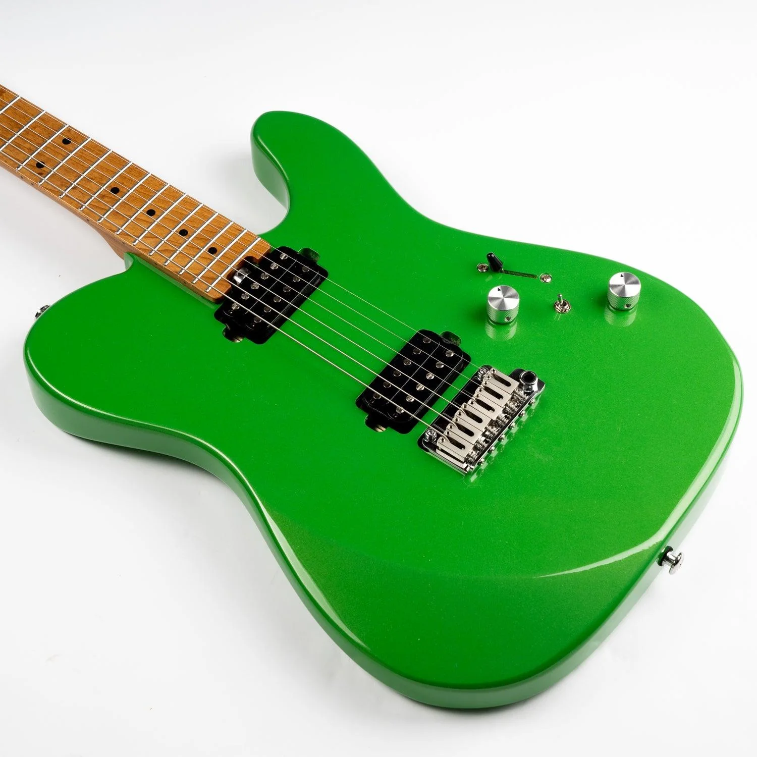 Eart Guitars, TL-380 Full Solid Humbucker Pickups Electric Guitar, Roasted Bookmatch Mahogany Body, Pearl Green - Image 6
