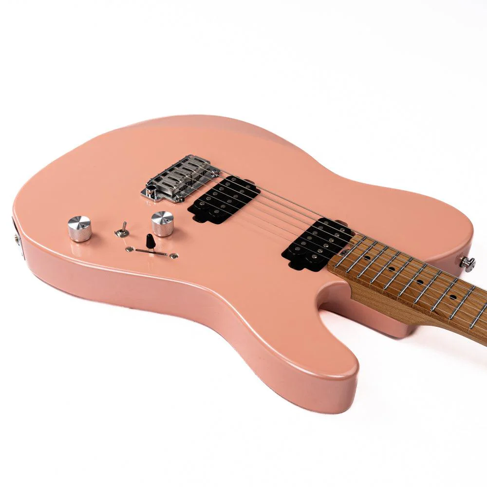 Eart Guitars, TL-380 Full Electric Guitar, 2-Point Synchronized Tremolo Bridge, Humbucker Pickups, Pearl Pink - Image 5
