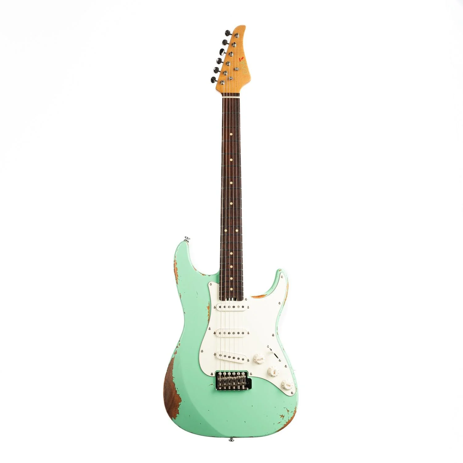 Eart Guitars, Vintage-VS60(M), 6 String Solid-Body Guitar-Full Size Relic Finish 6-Point Synchronized Tremolo Bridge Electric Guitar - Image 9